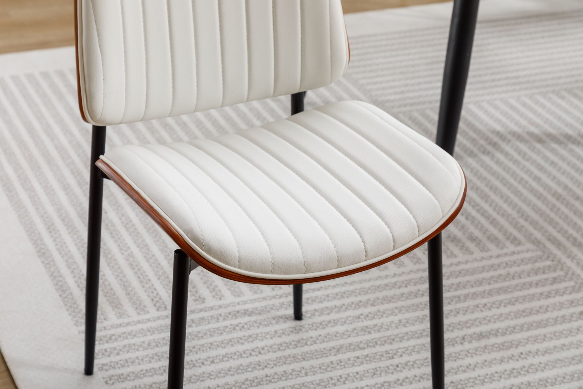 Dining Chairs (Set of 2) Mid-Century Modern Retro Faux Leather Chair With Bentwood Upholstered Seat Metal Legs Adjustable Foot For Kitchen Dining Room Chairs - Best Buy Furniture