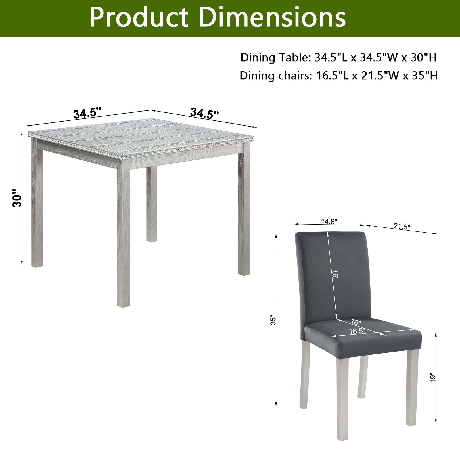 5 Pieces Wooden Dining Table Set, Square Table And 4 Upholstered Chairs - Best Buy Furniture