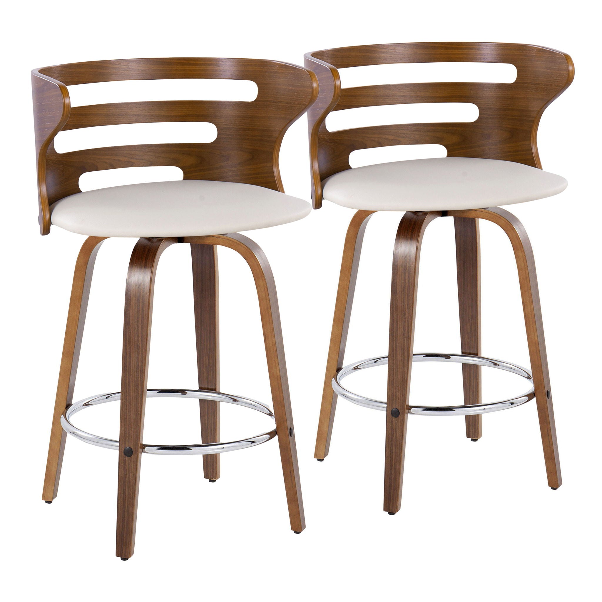 Cosini - Mid Century Modern Fixed Height Barstool With Swivel With Round Footrest (Set of 2) - Best Buy Furniture