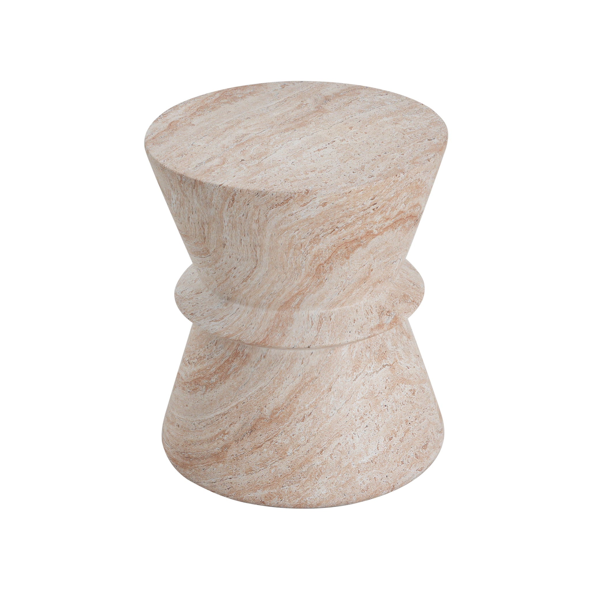 Outdoor / Indoor Lightweight Concrete Side Table With Travertine - Beige - Best Buy Furniture
