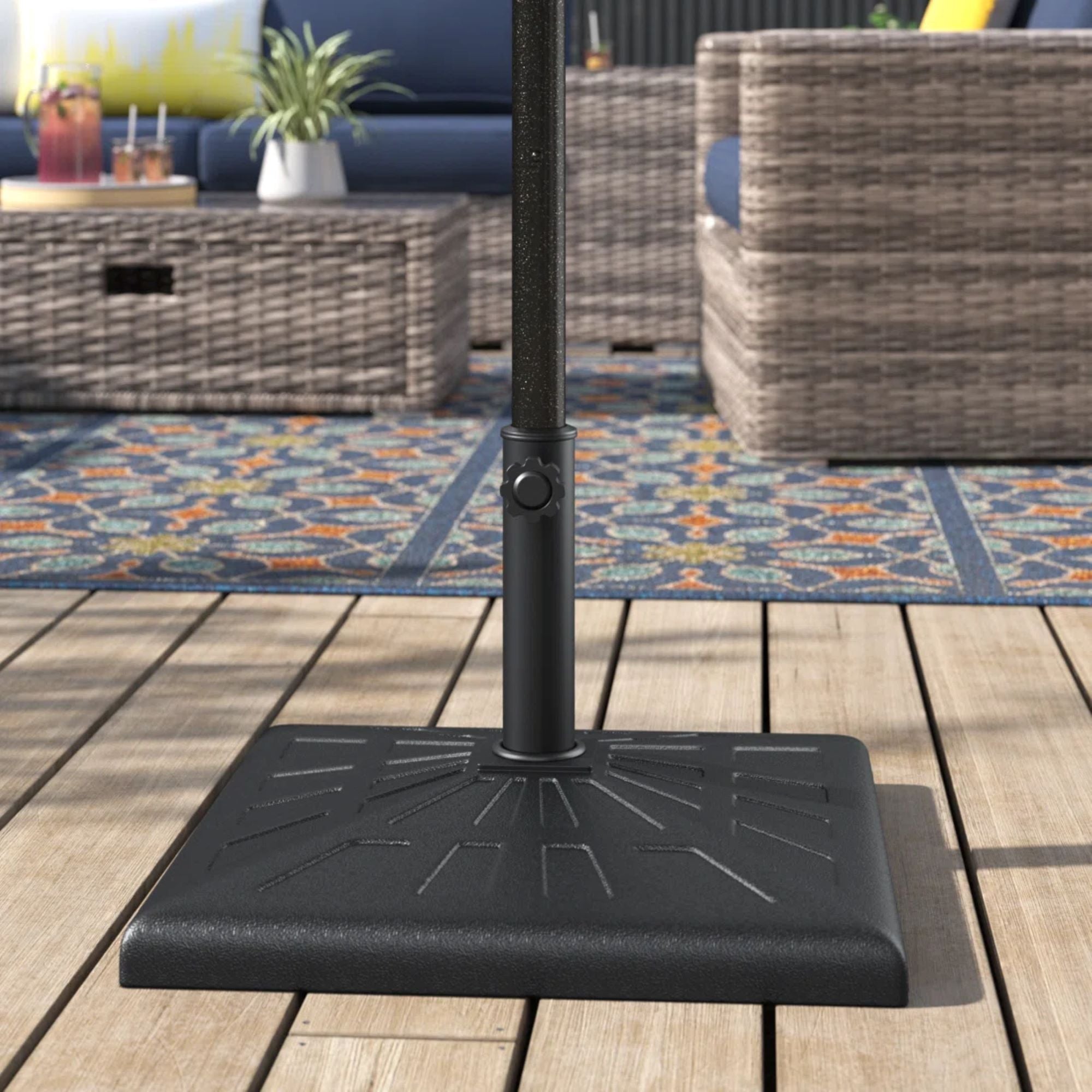 42 Pound Square Resin Umbrella Base - Black - Best Buy Furniture