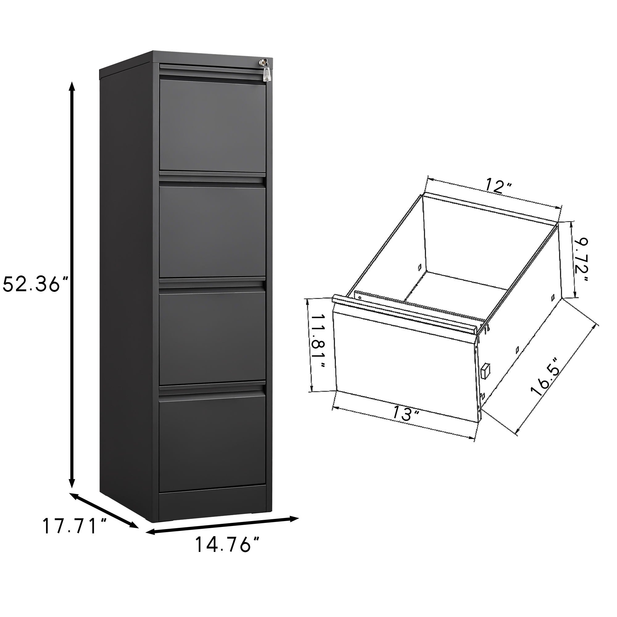Durable Metal 3 Drawer File Cabinet With Lock For Office Storage - Best Buy Furniture