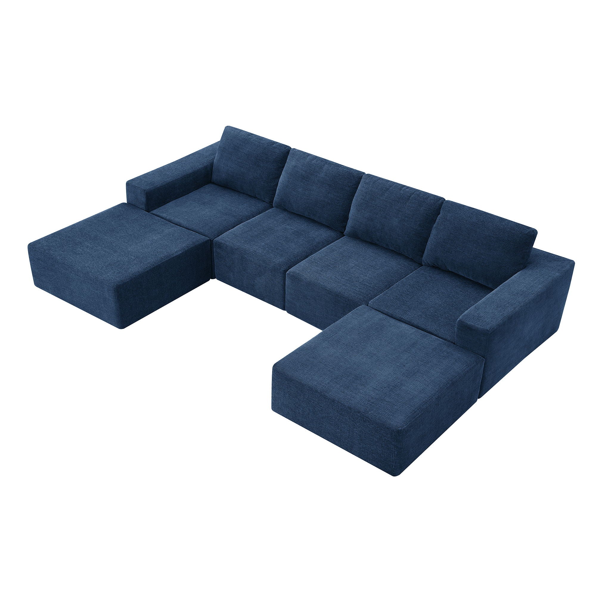 Modular U Shaped Sectional With Ottomans, Luxury Cloud Floor Couch With Deep Seat Fully Compressed Upholstered Sofa - Best Buy Furniture