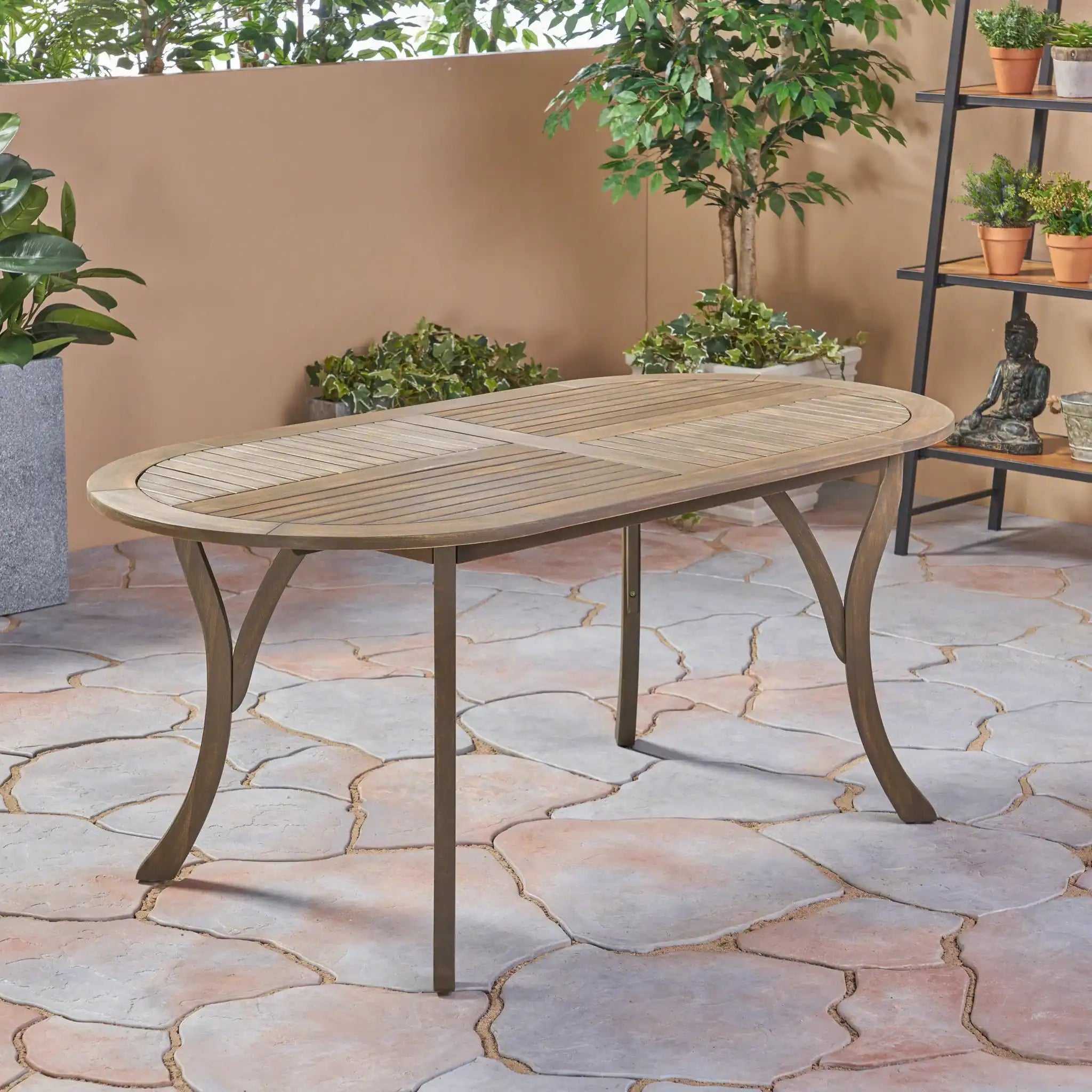 Outdoor Table With Smooth Lines, Slat Top - Best Buy Furniture
