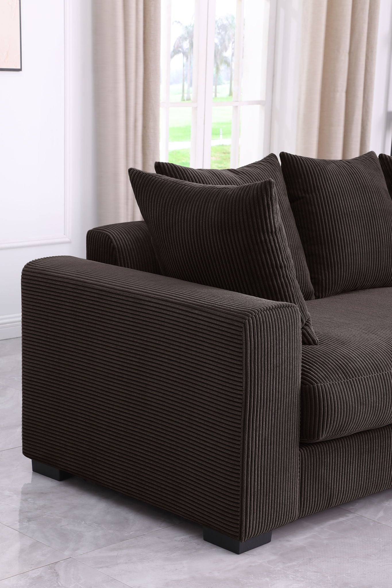 Naomi - 3 Piece Upholstered Sectional - Dark Brown - Best Buy Furniture