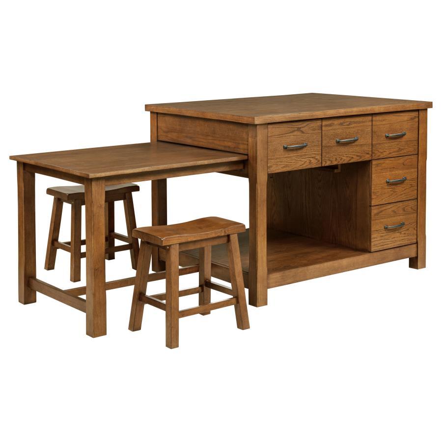 Mayfair - 3 Piece Kitchen Island With Extension Table - Dark Oak - Best Buy Furniture