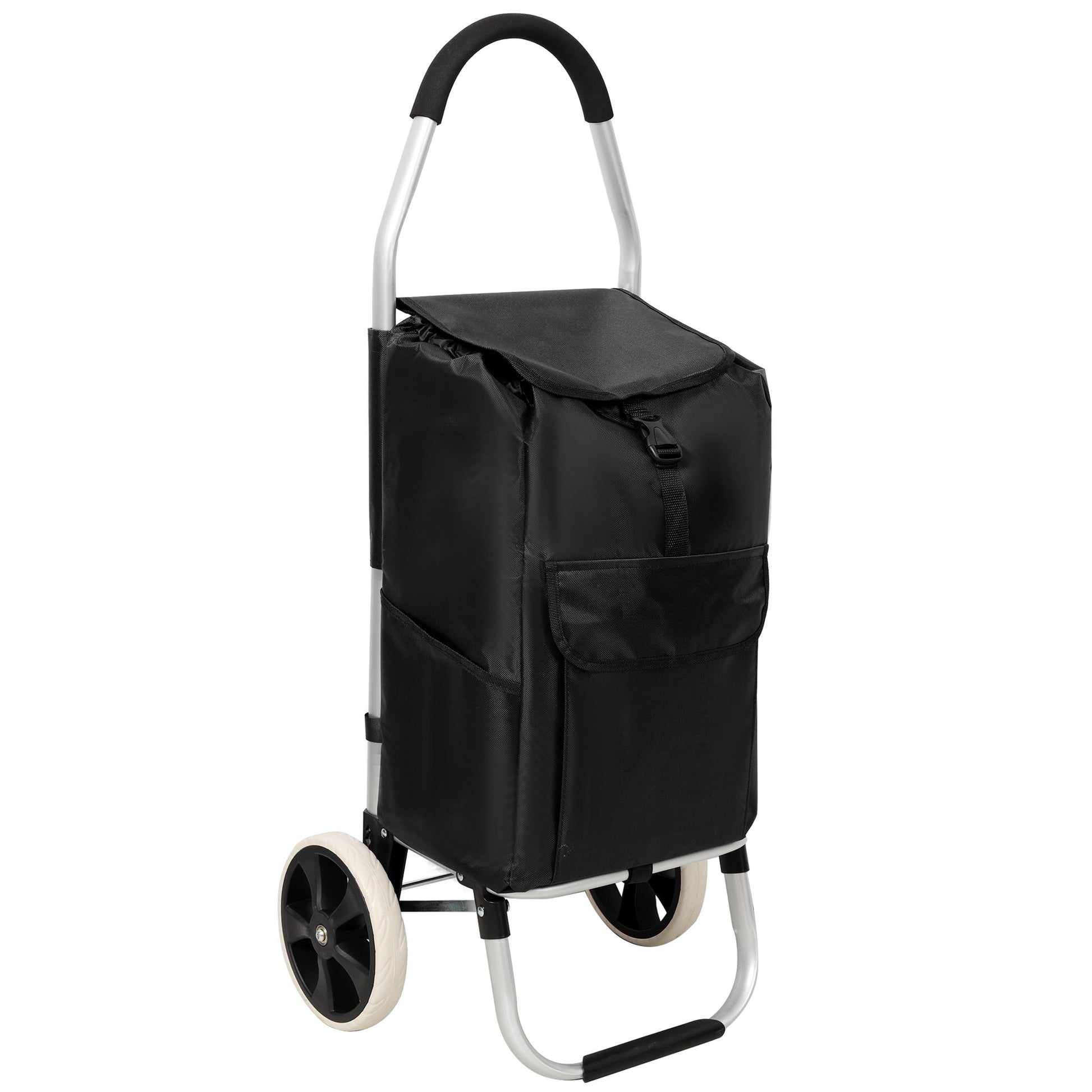 Foldable Shopping Trolley With Wheels And Removable Waterproof Bag - Black - Best Buy Furniture