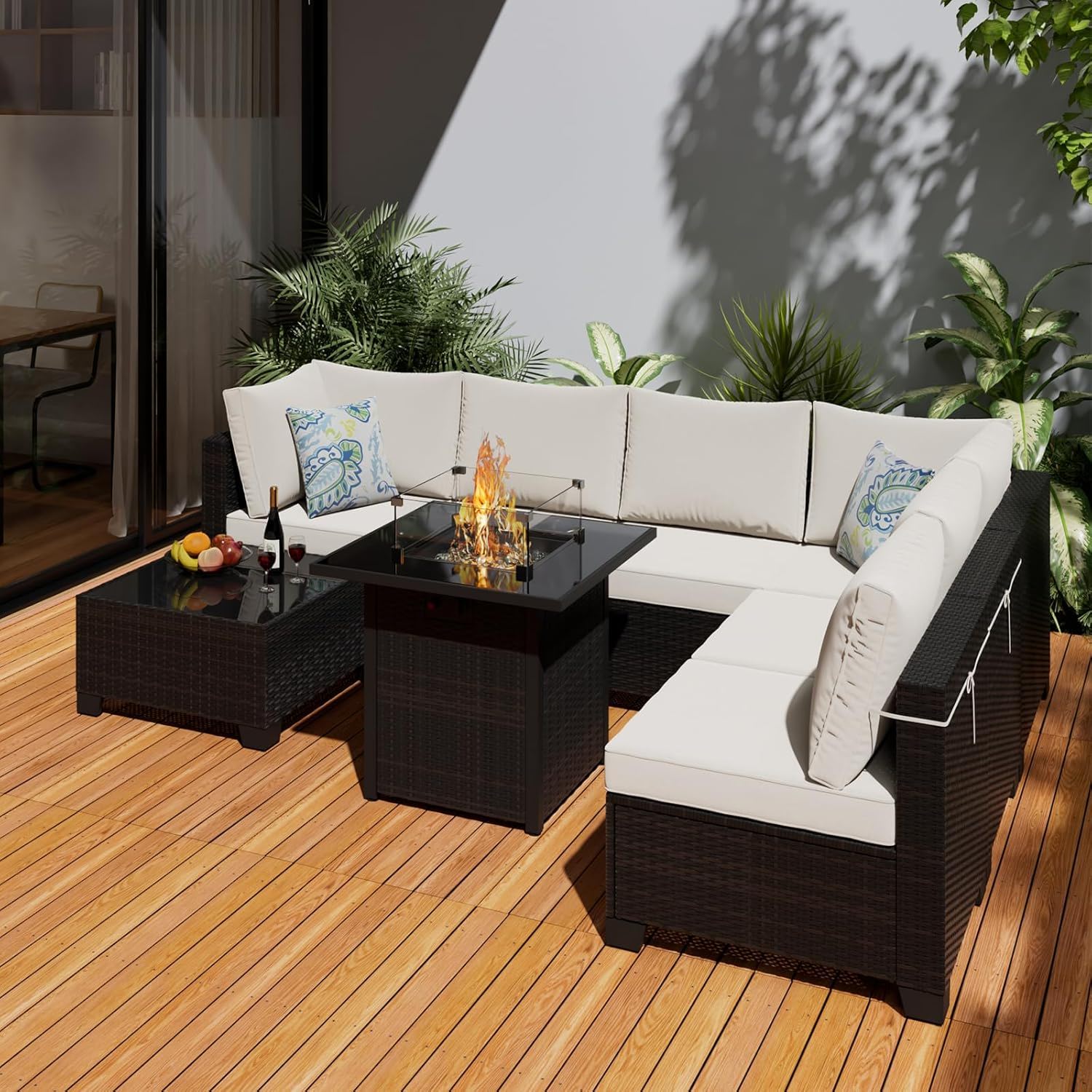 Cushion Covers For 7 Piece Wicker Sectional Sofa, 14 Pack Seat And Back Slipcovers With Zipper - Best Buy Furniture