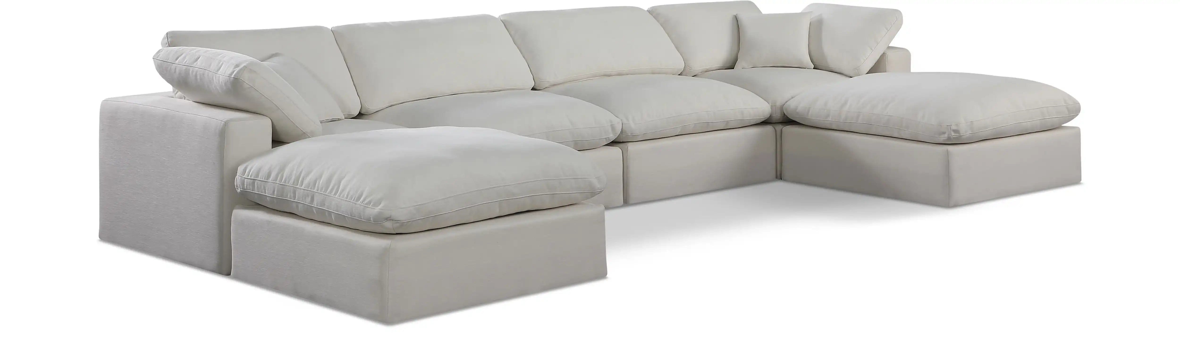Comfy - 6 Piece Linen Modular Double Chaise Sectional - Best Buy Furniture