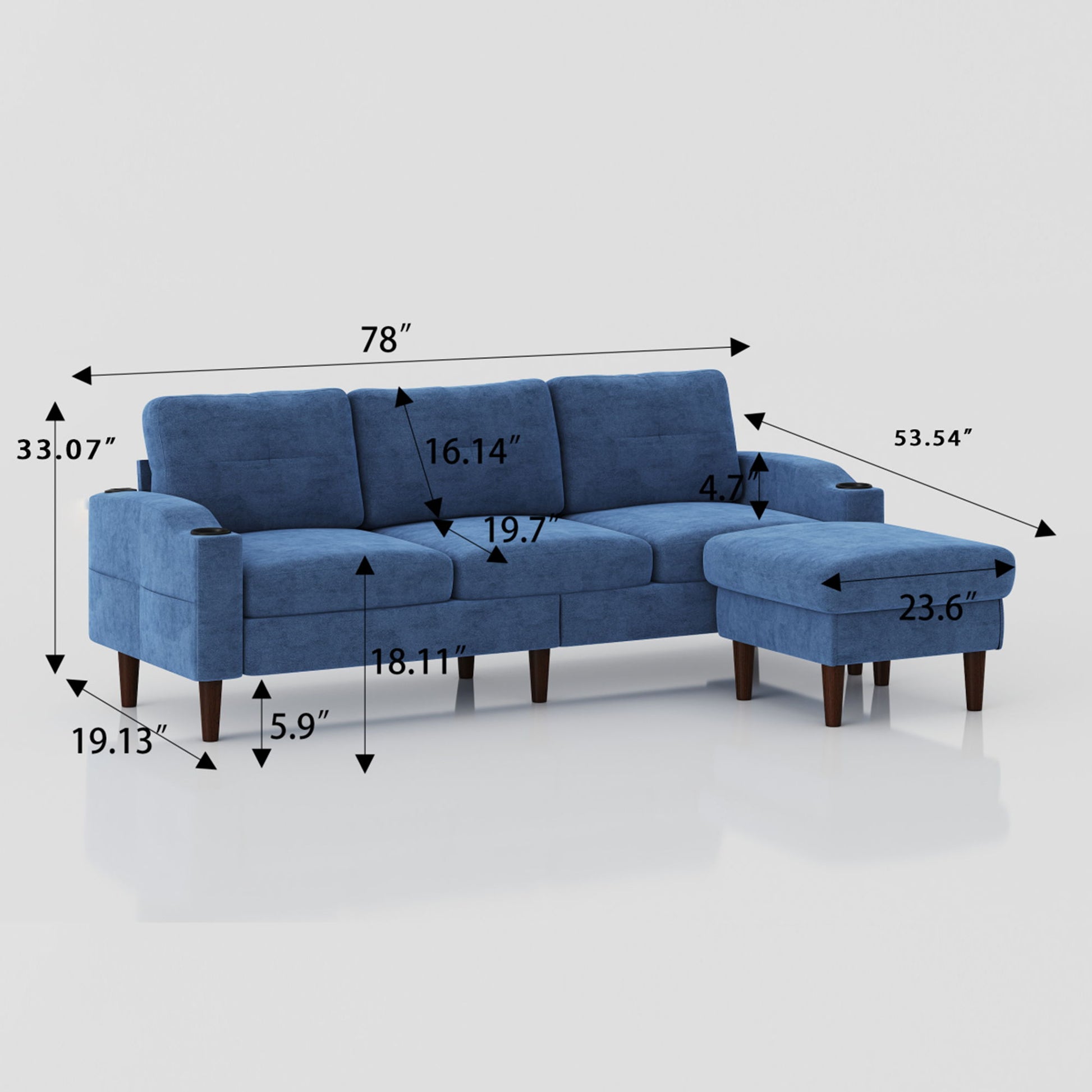 3 Seater Convertible Combination L Shaped Sofa With Footstools With Storage - Best Buy Furniture