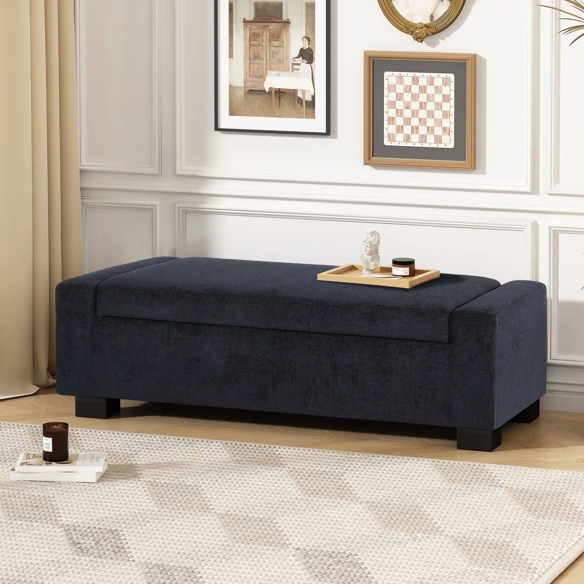 Textured Fabric Ottoman Bench With Hinged Lid - Best Buy Furniture