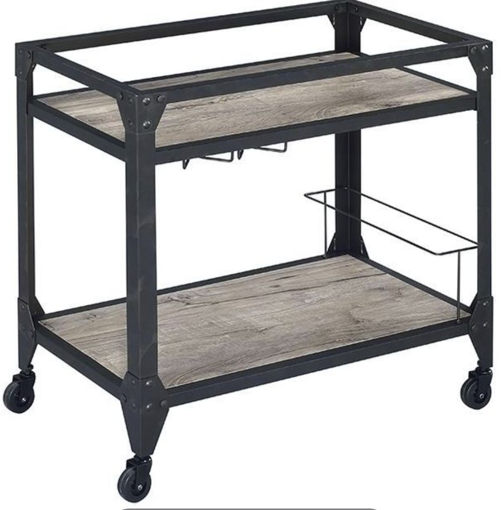 Jorgensen - Serving Cart - Rustic Oak / Charcoal - Best Buy Furniture