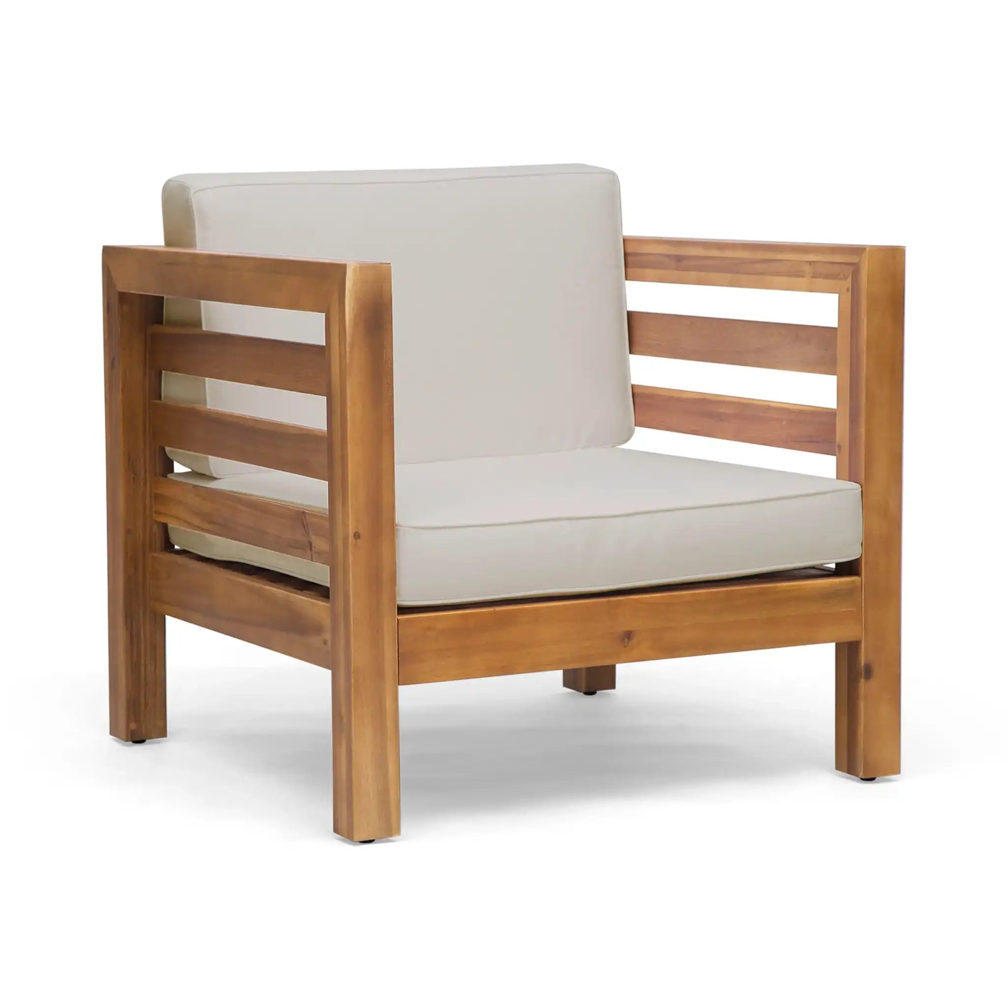 Outdoor Acacia Wood Patio Chair With Fabric Cushion - Best Buy Furniture
