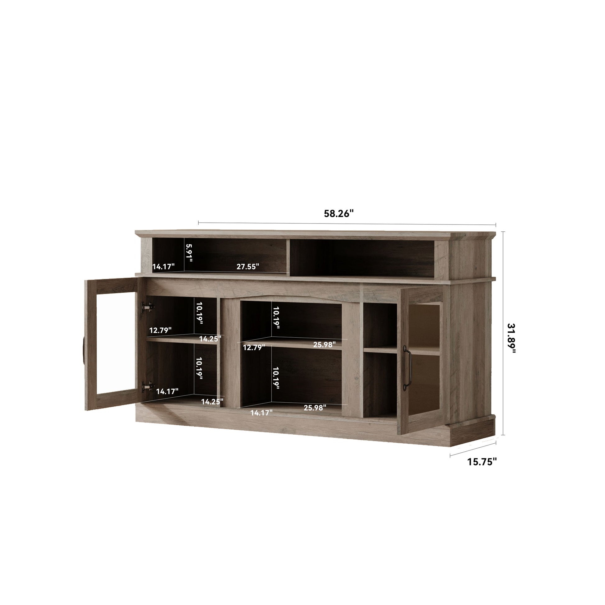 58.27" TV Stand With Storage Cabinet And Shelves, TV Console Table Entertainment Center For Living Room, Bedroom - Gray - Best Buy Furniture