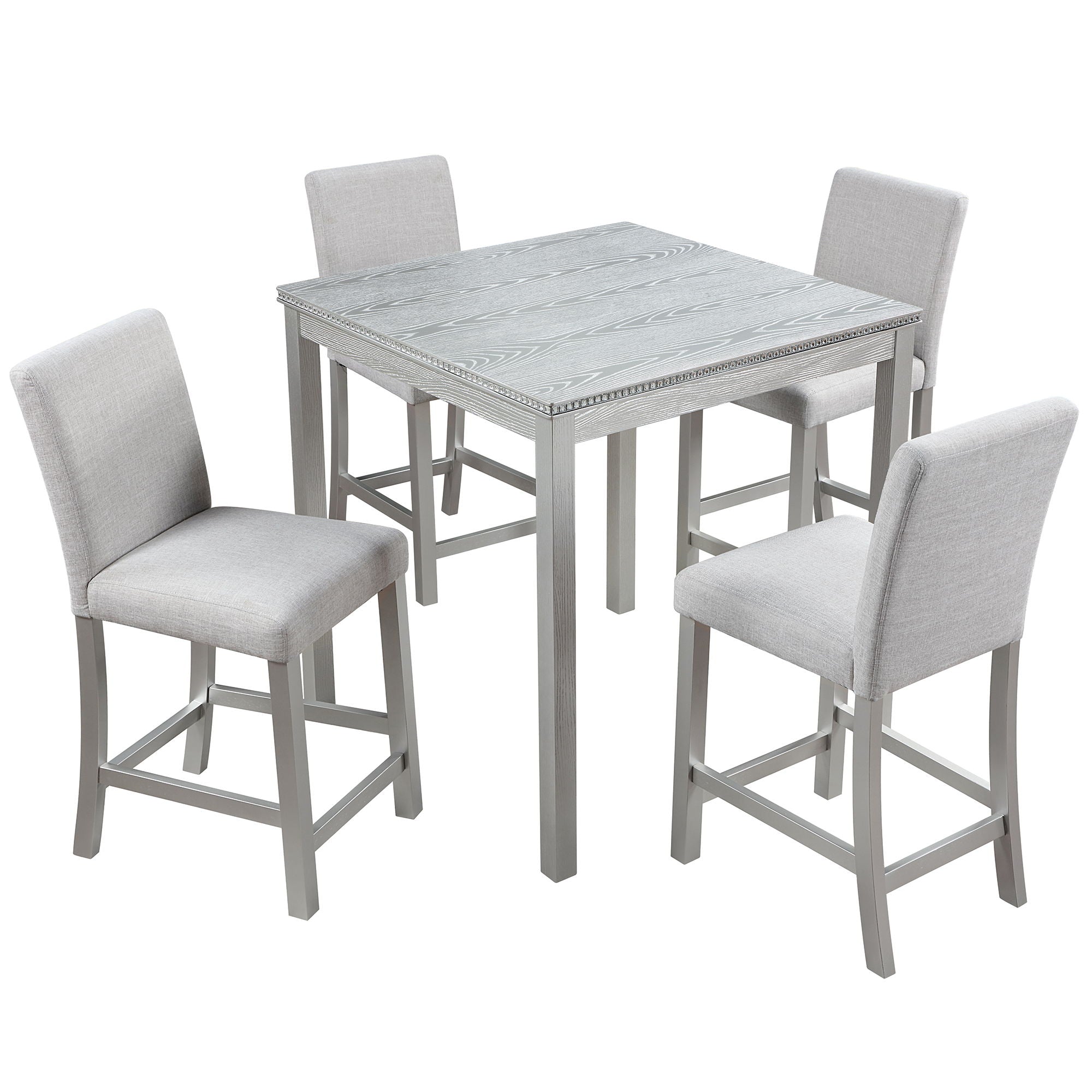 5 Piece Counter Height Table Set, Square Table And 4 Upholstered Chairs - Best Buy Furniture