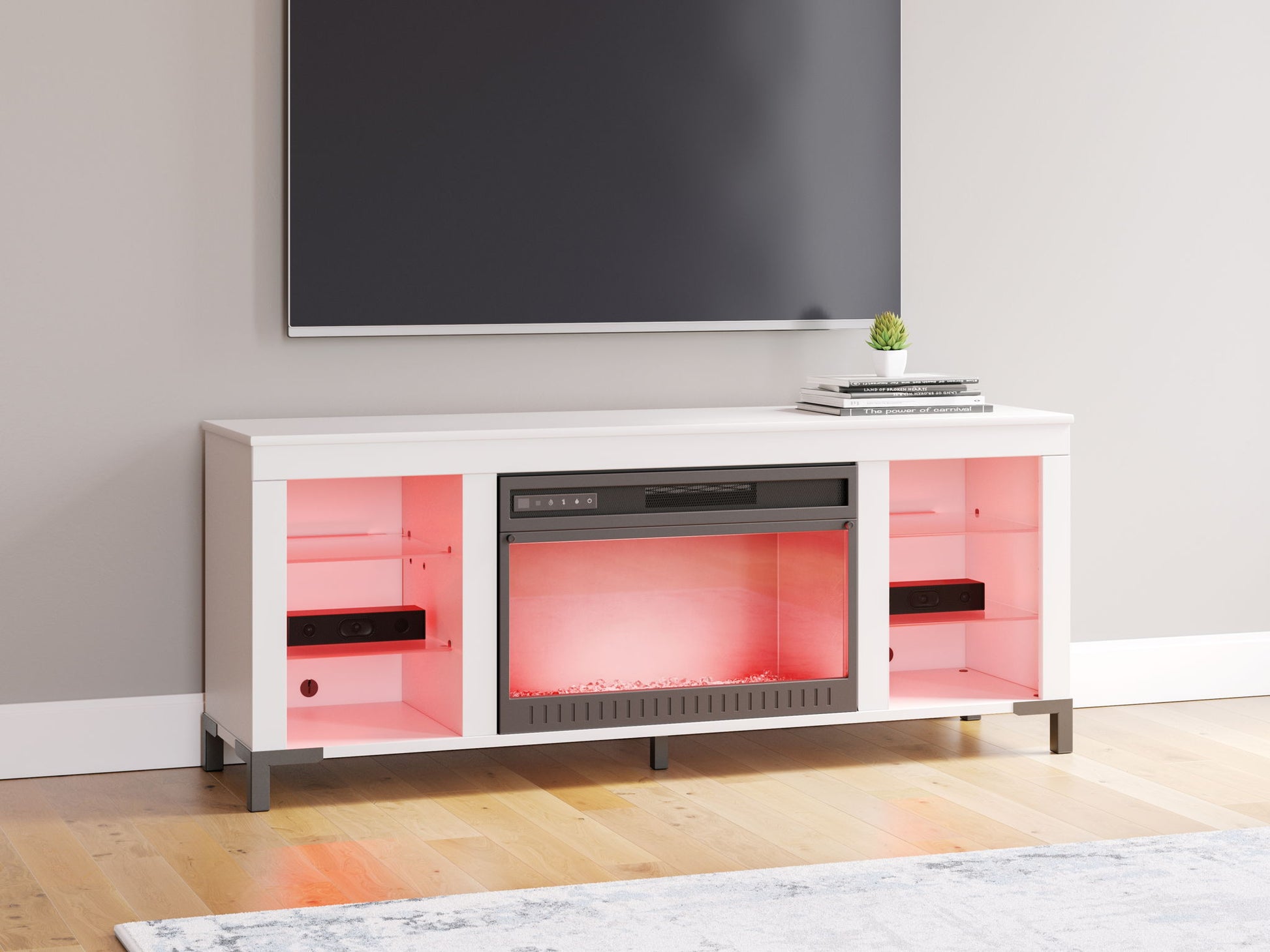 Brollevi - TV Stand With Fireplace - White - Best Buy Furniture