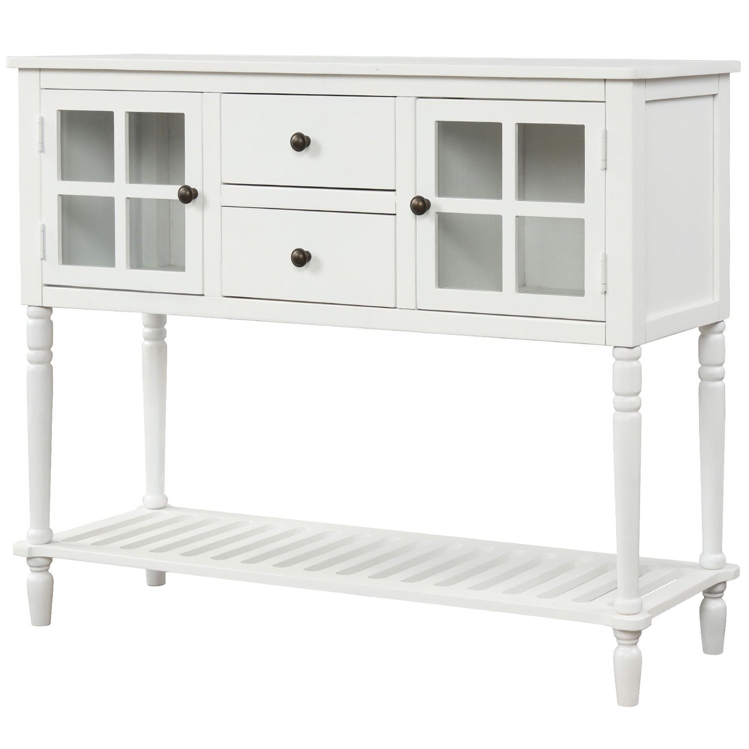 Hearth & Haven Stella Buffet Storage Cabinet With Bottom Shelf, White - Best Buy Furniture