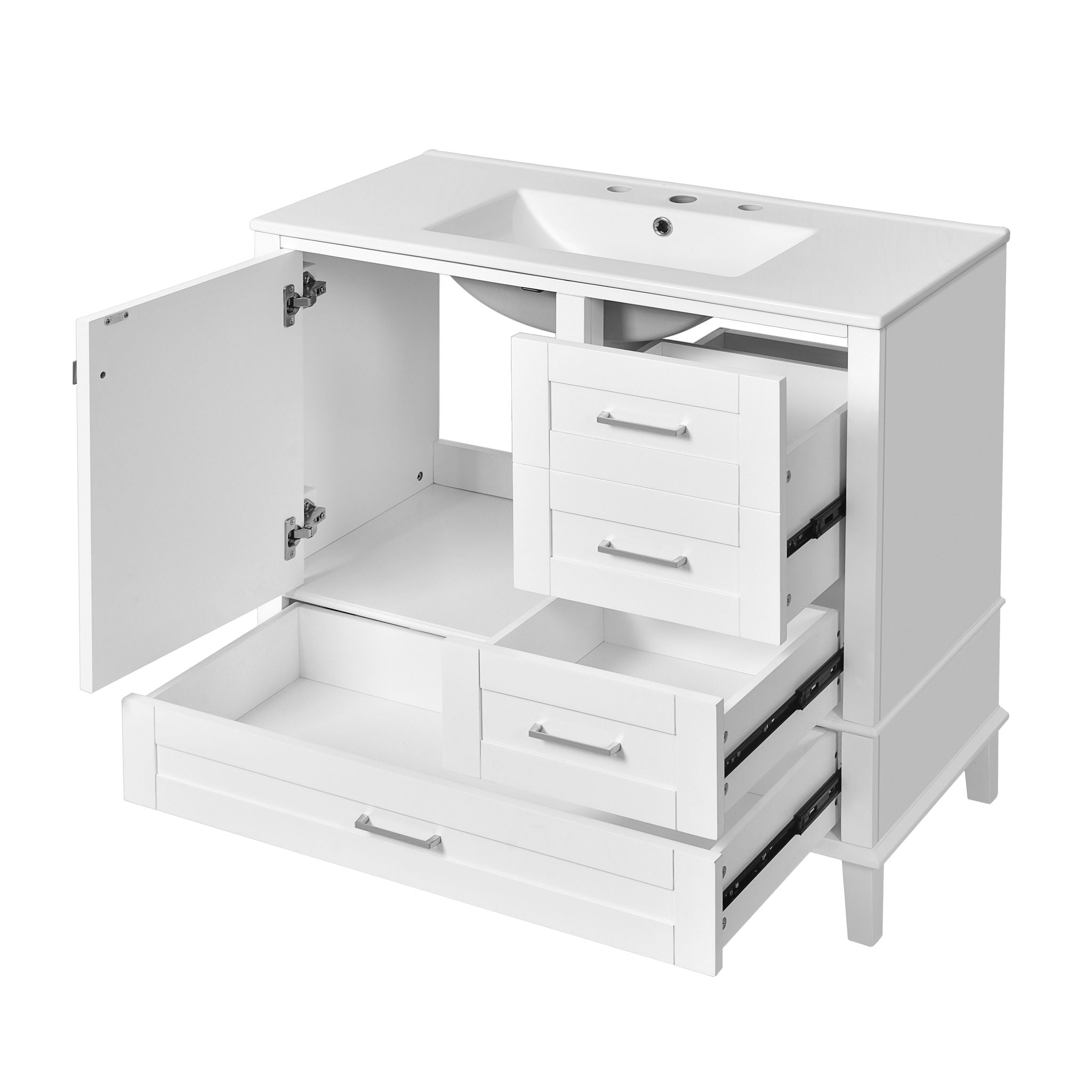 Bathroom Vanity, Modern Bathroom Cabinet With Sink Combo Set, Bathroom Storage Cabinet With A Soft Closing Door And 3 Drawers, Solid Wood Frame - Best Buy Furniture