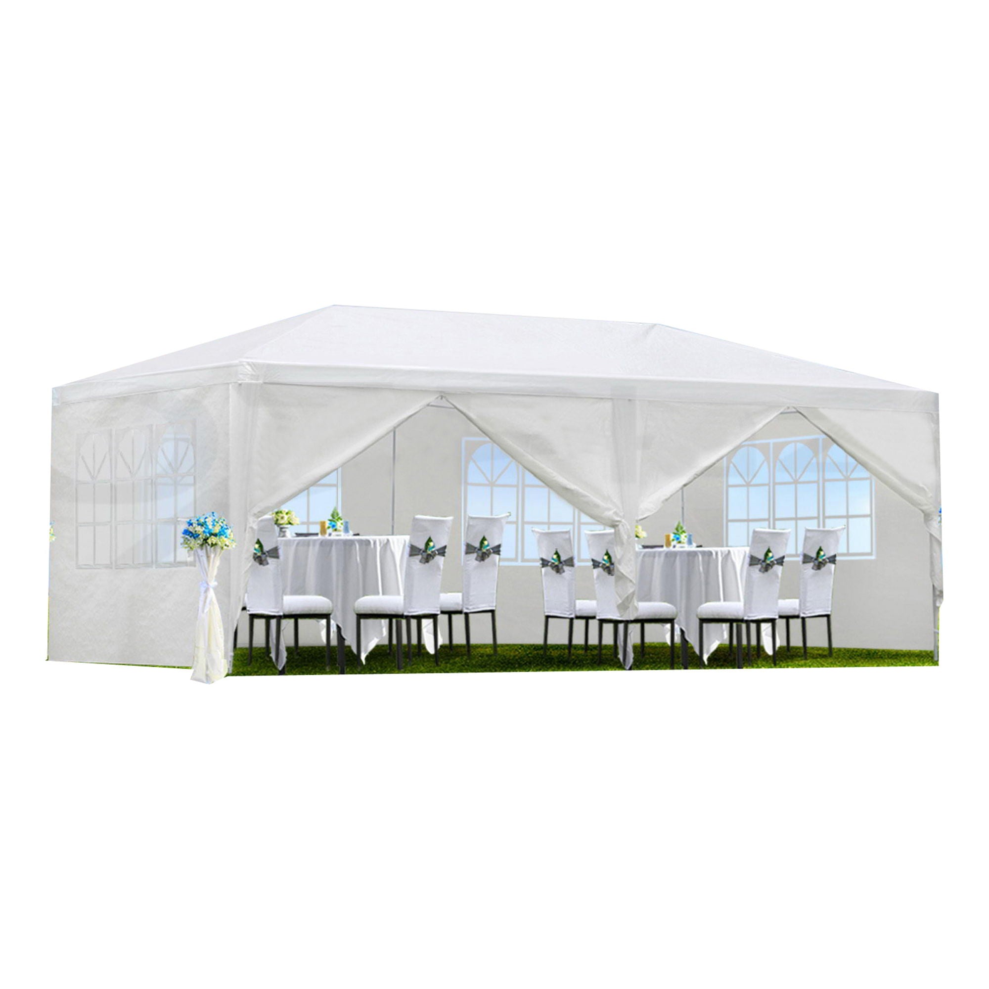 Wedding Party Canopy Tent Outdoor Gazebo With 6 Removable Sidewalls - White - Best Buy Furniture