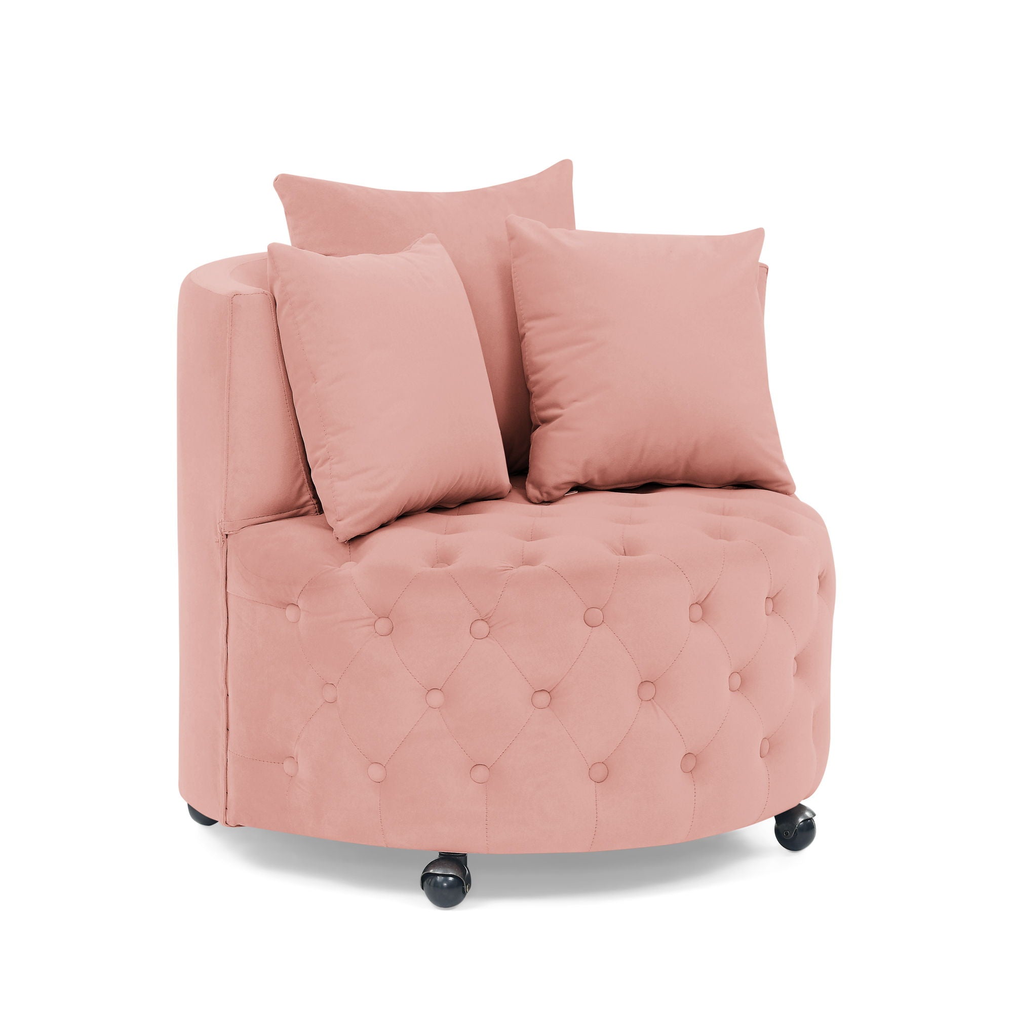 Modern Upholstered Swivel Chair With Button Tufted Design And Movable Wheels - Best Buy Furniture