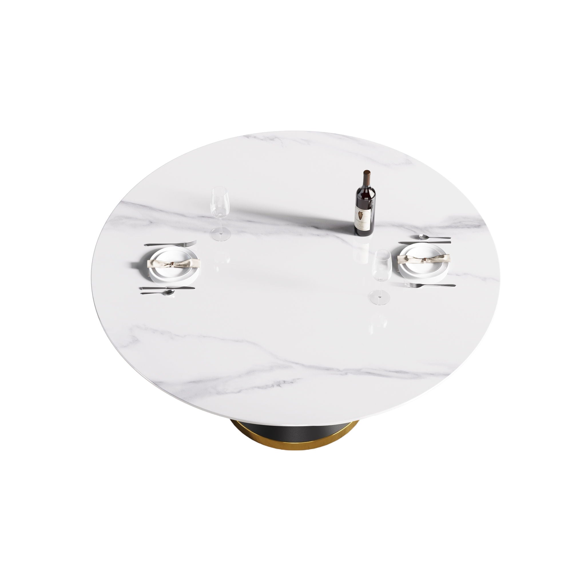 Modern Artificial Stone Round Carbon Steel Base Dining Table, Can Accommodate 6 People - Best Buy Furniture