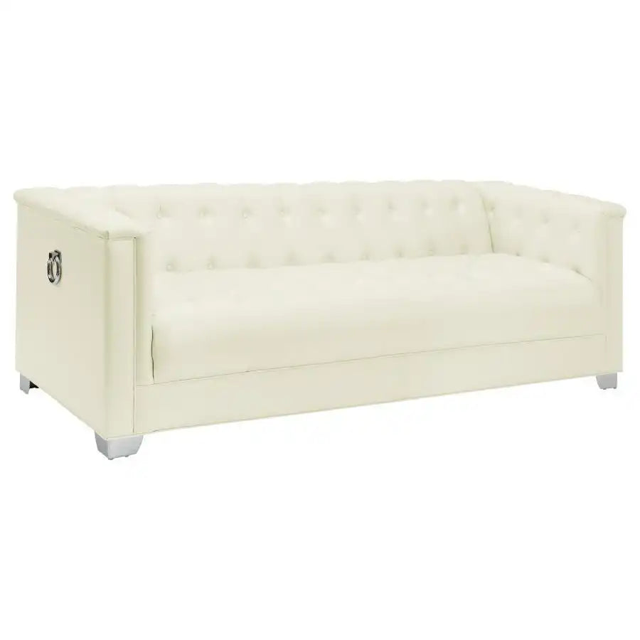 Chaviano - Upholstered Track Arm Sofa - Pearl White - Best Buy Furniture