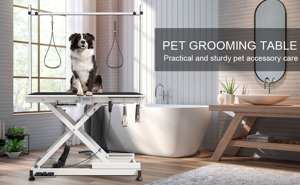 Super Deluxe Electric Pet Grooming Table, 110V / 220V Professional Groomer Recommend Adjustable Height - Best Buy Furniture