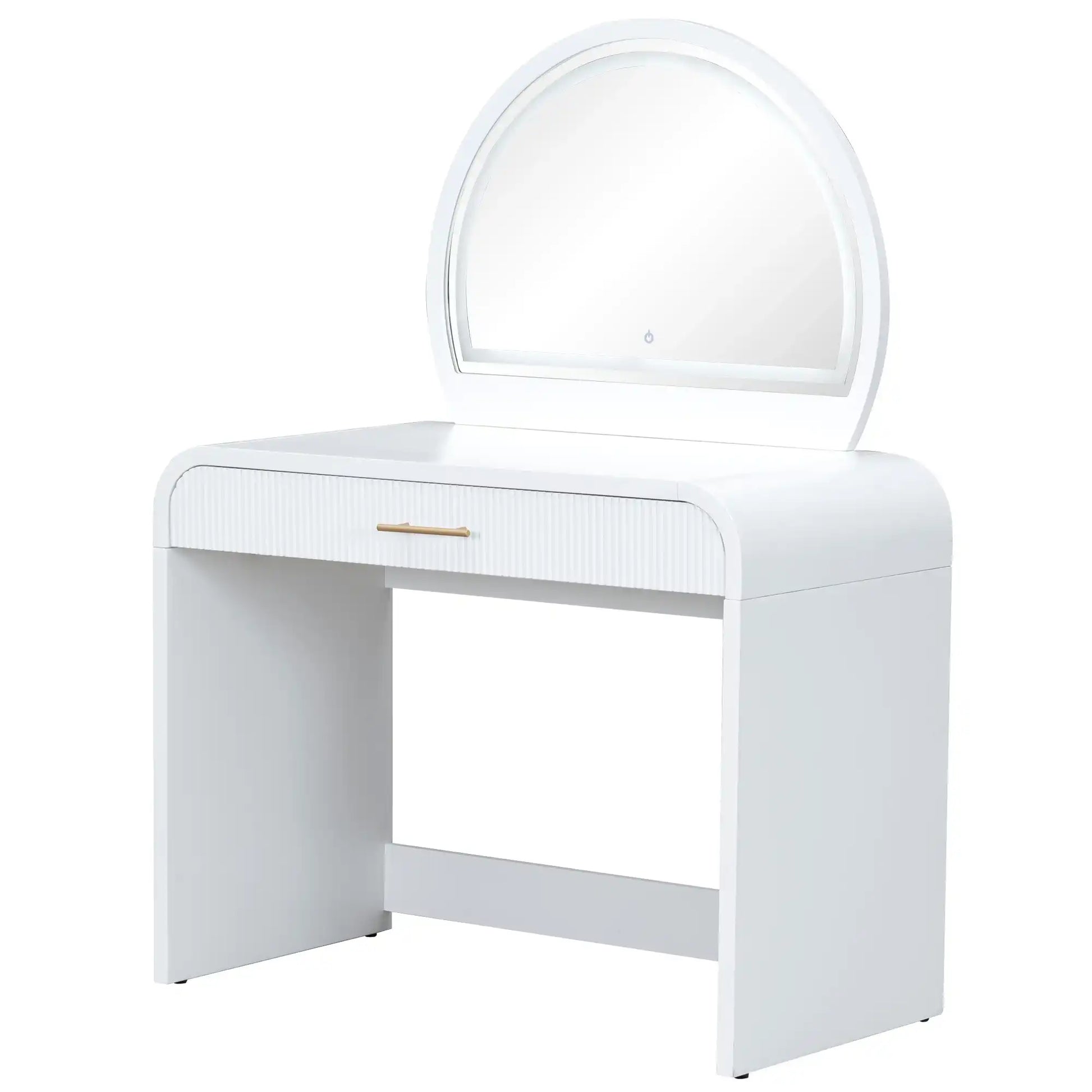 39" White Makeup Vanity Table with Touch Screen Mirror - Best Buy Furniture