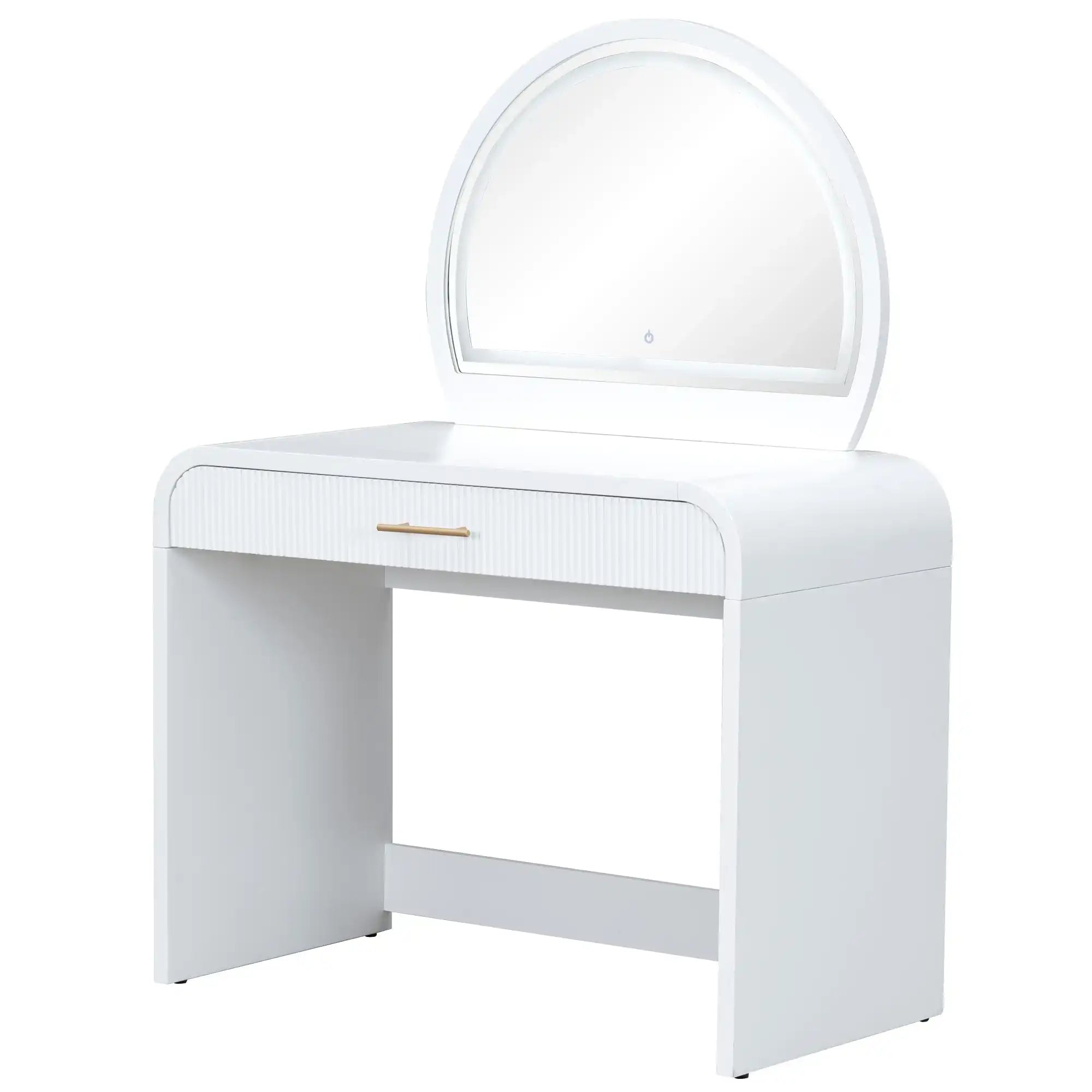 39" White Makeup Vanity Table with Touch Screen Mirror - Best Buy Furniture