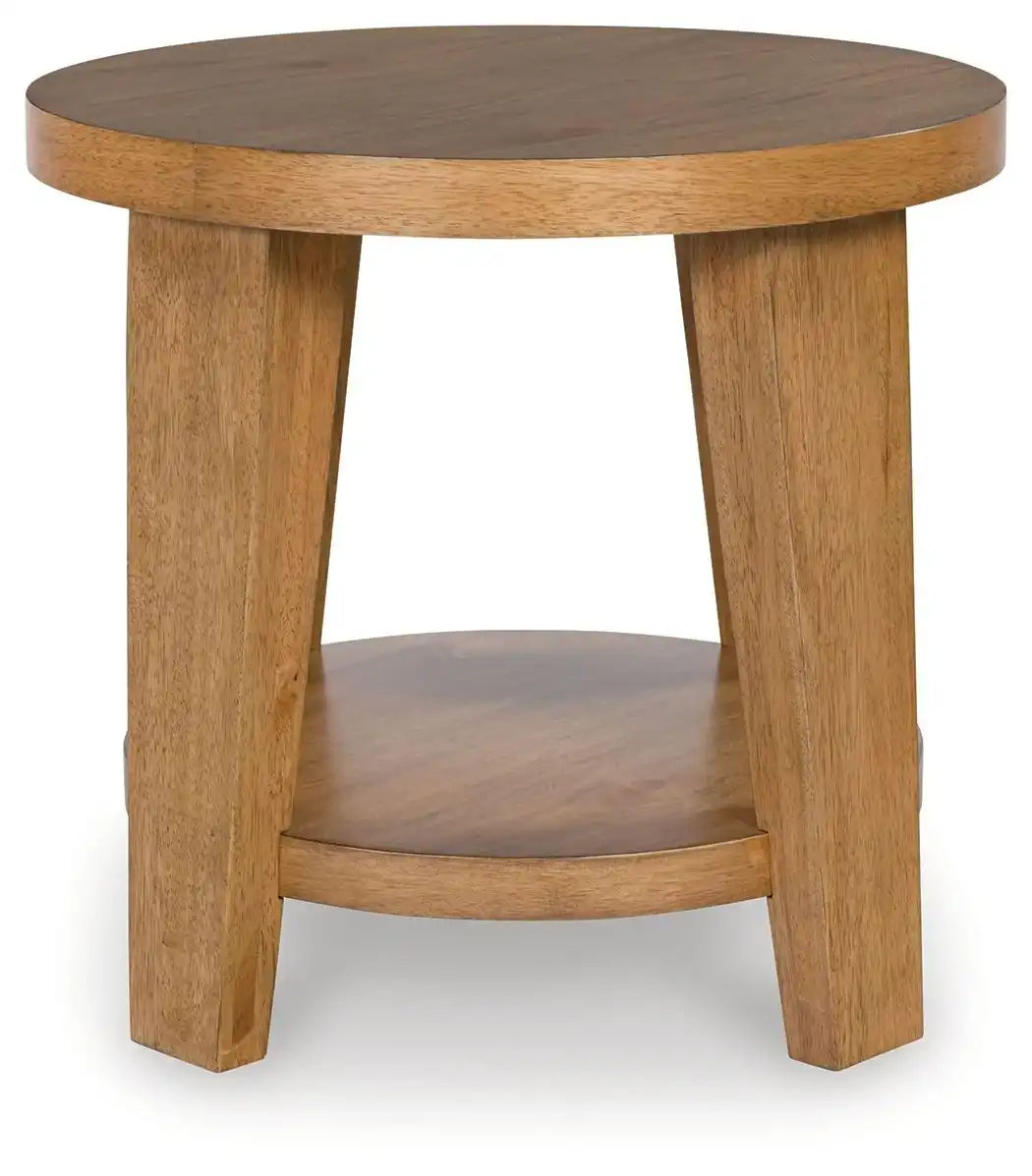 Kristiland - Round End Table - Light Brown - Best Buy Furniture