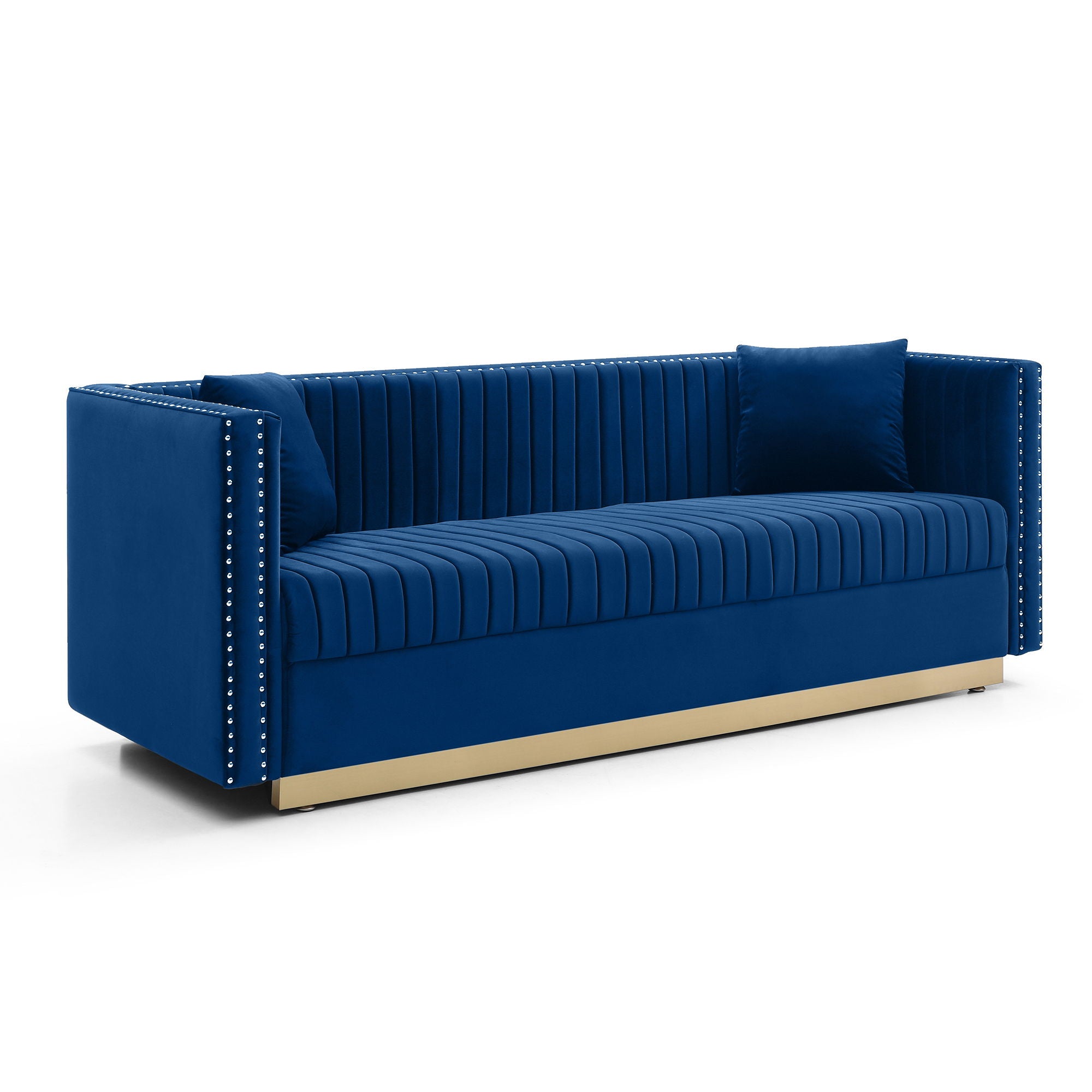 Contemporary Vertical Channel Tufted Sofa Modern Upholstered Couch For Living Room With 2 Pillows - Best Buy Furniture