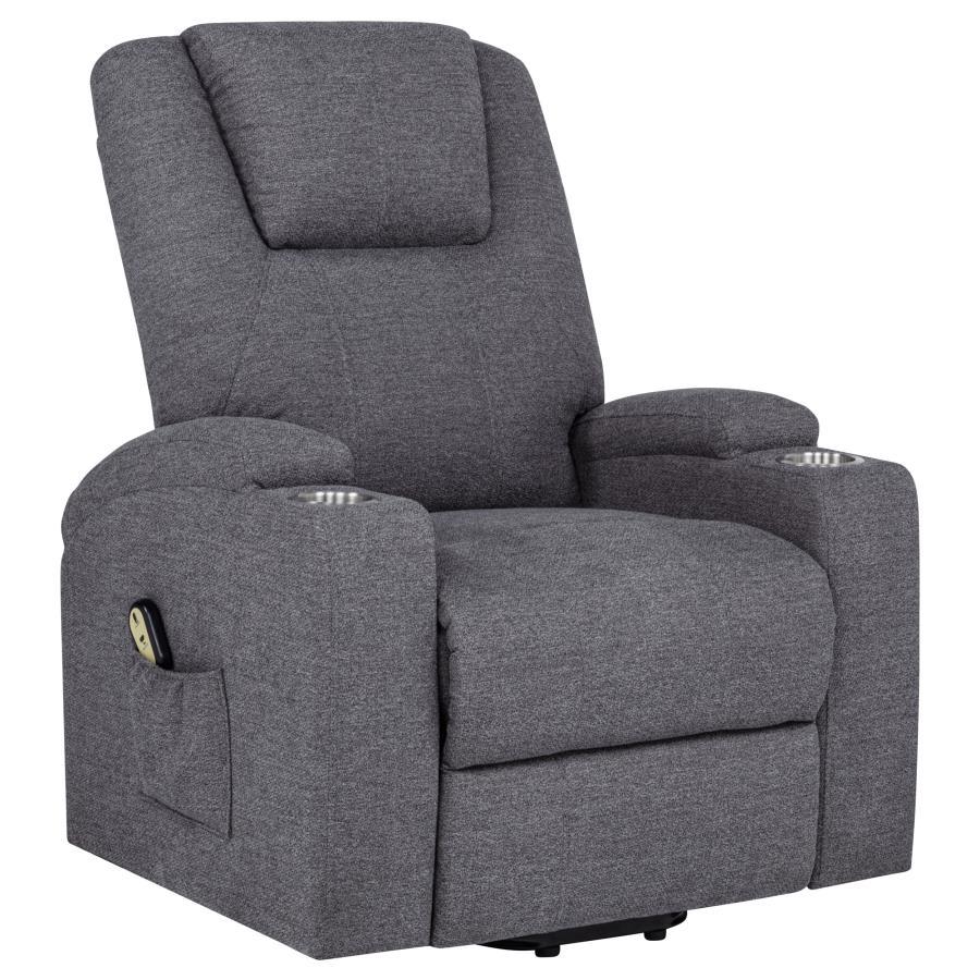 Louie - Chenille Upholstered Power Lift Massage Chair - Best Buy Furniture