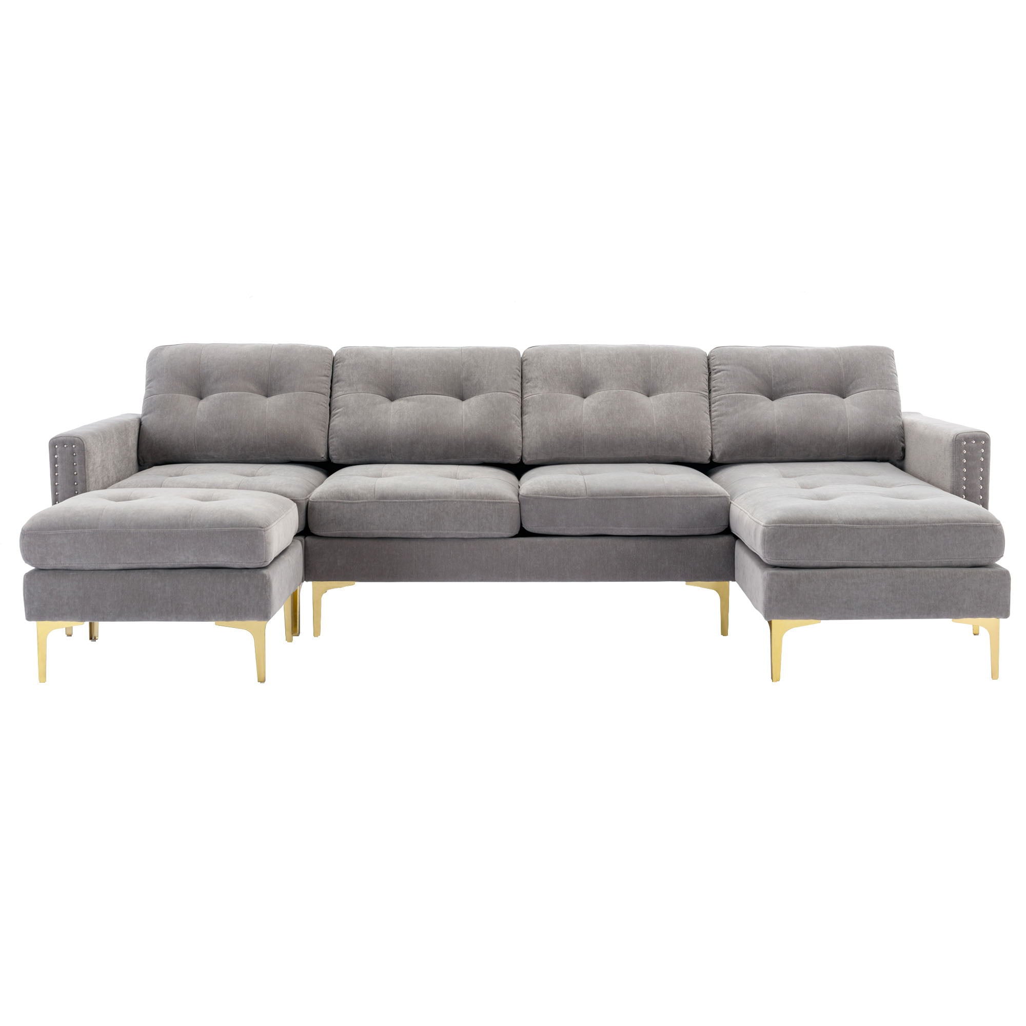 Modern L - Shape Convertible Sectional Sofa With Movable Ottoman - Best Buy Furniture