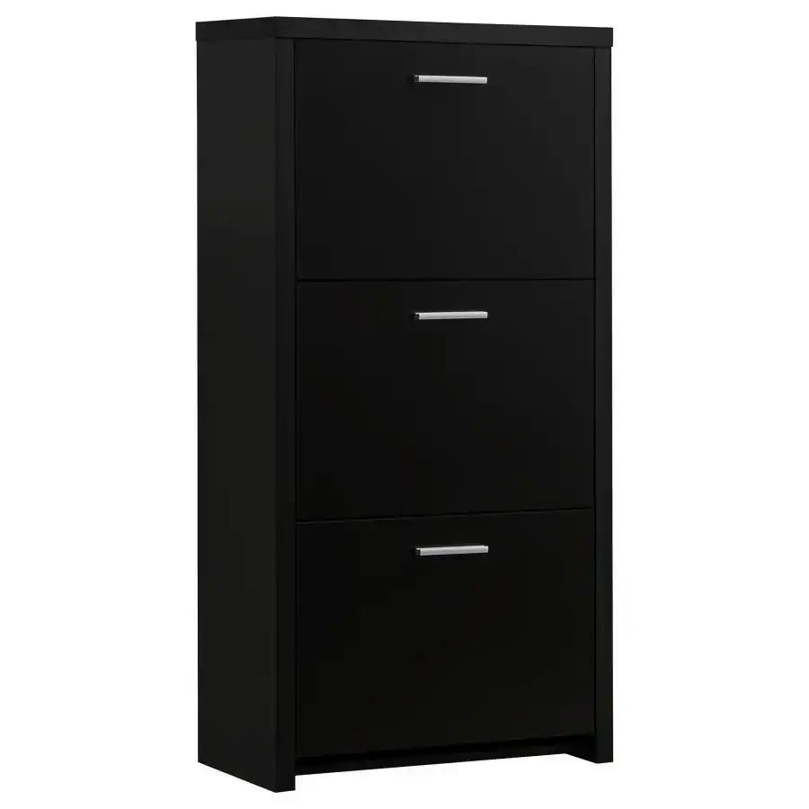 Vivian - 3-Drawer Engineered Wood Shoe Cabinet - Black - Best Buy Furniture