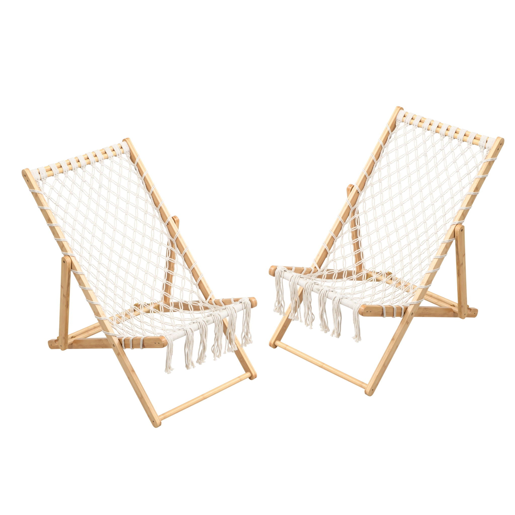 Bamboo Weaving Chair Set With Handwoven Rope For Patio And Living Spaces - Natural - Best Buy Furniture