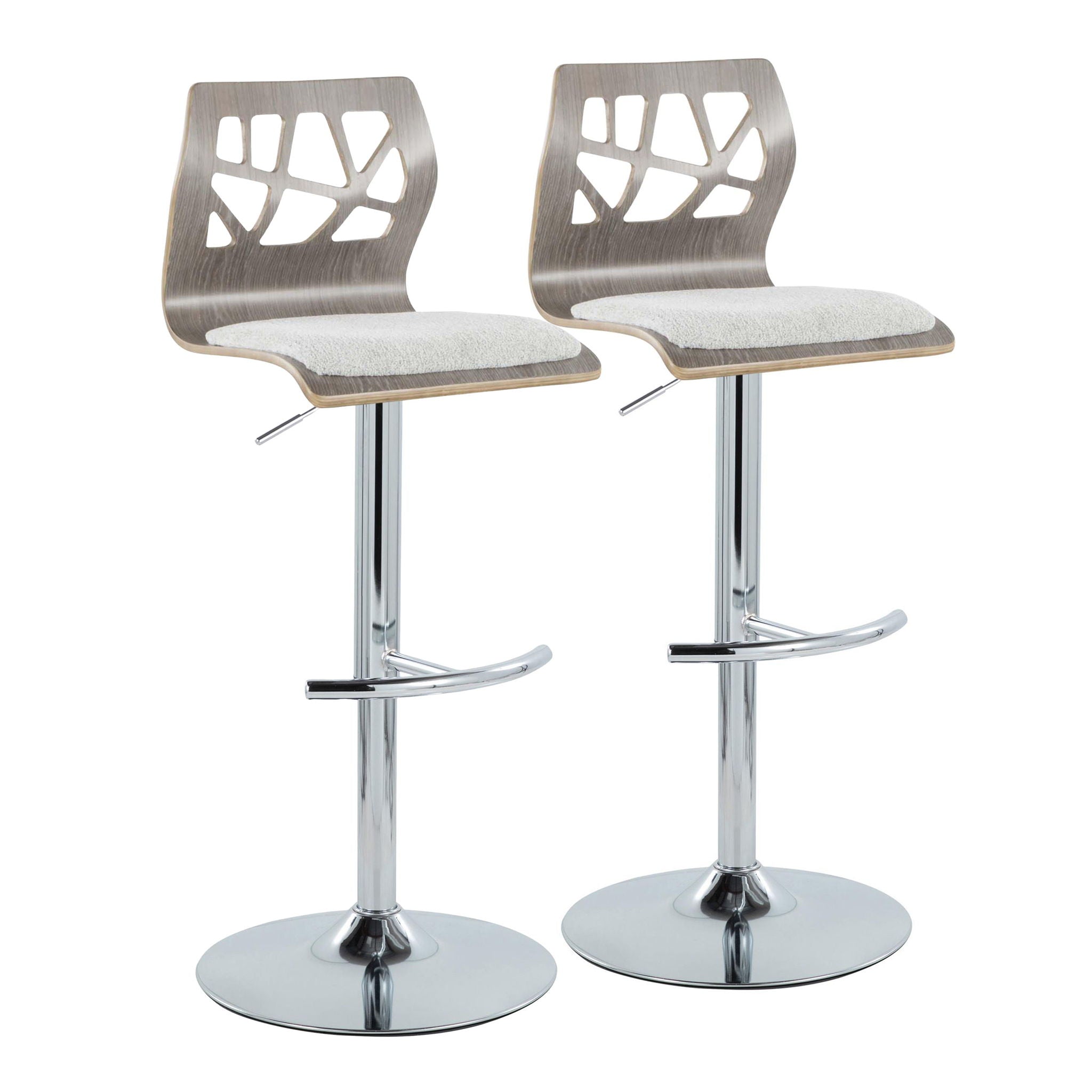 Folia - Contemporary Adjustable Barstool With Swivel With Rounded T Footrest (Set of 2) - Best Buy Furniture