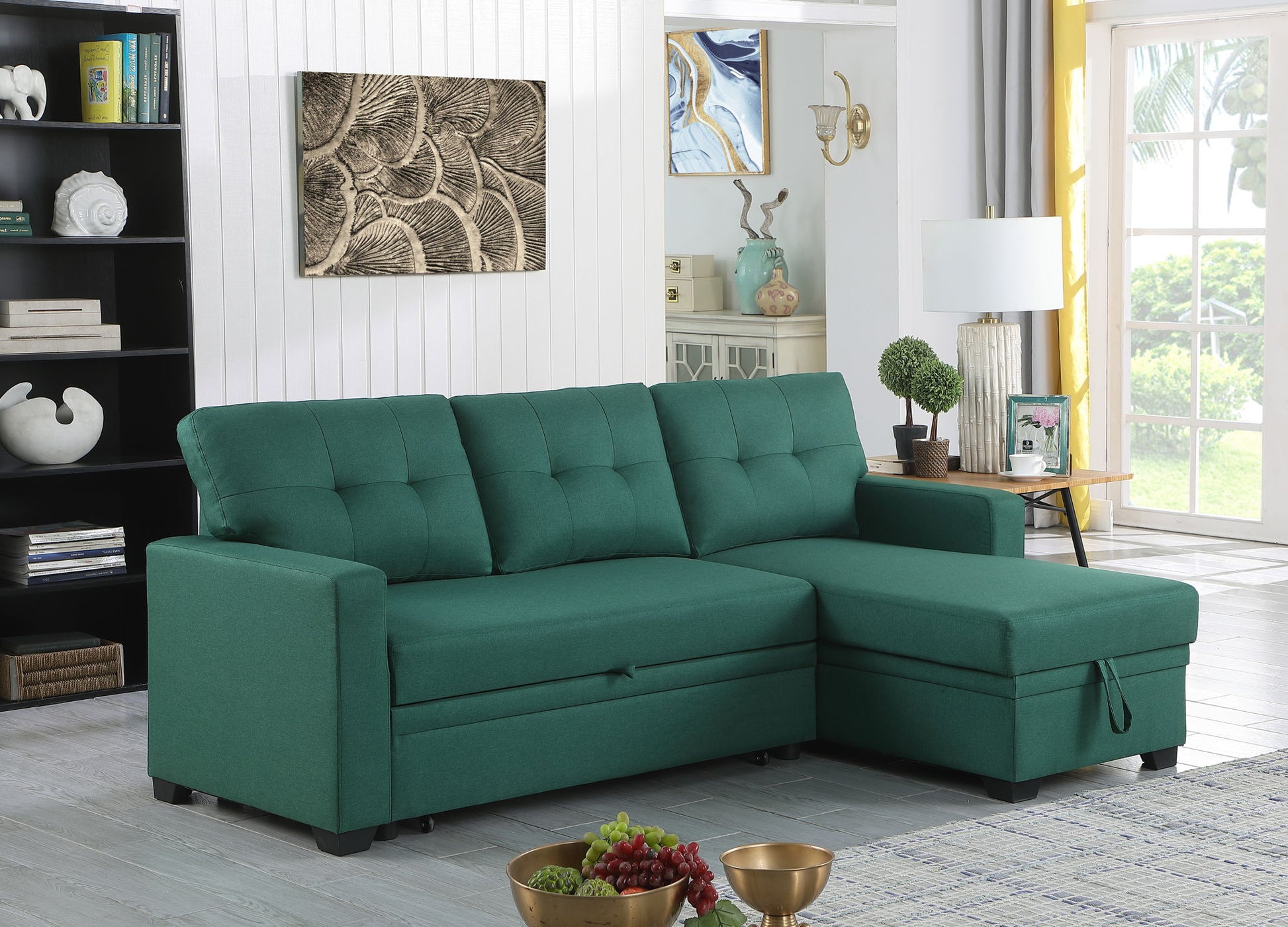Upholstered Pull Out Sectional Sofa With Chaise - Best Buy Furniture