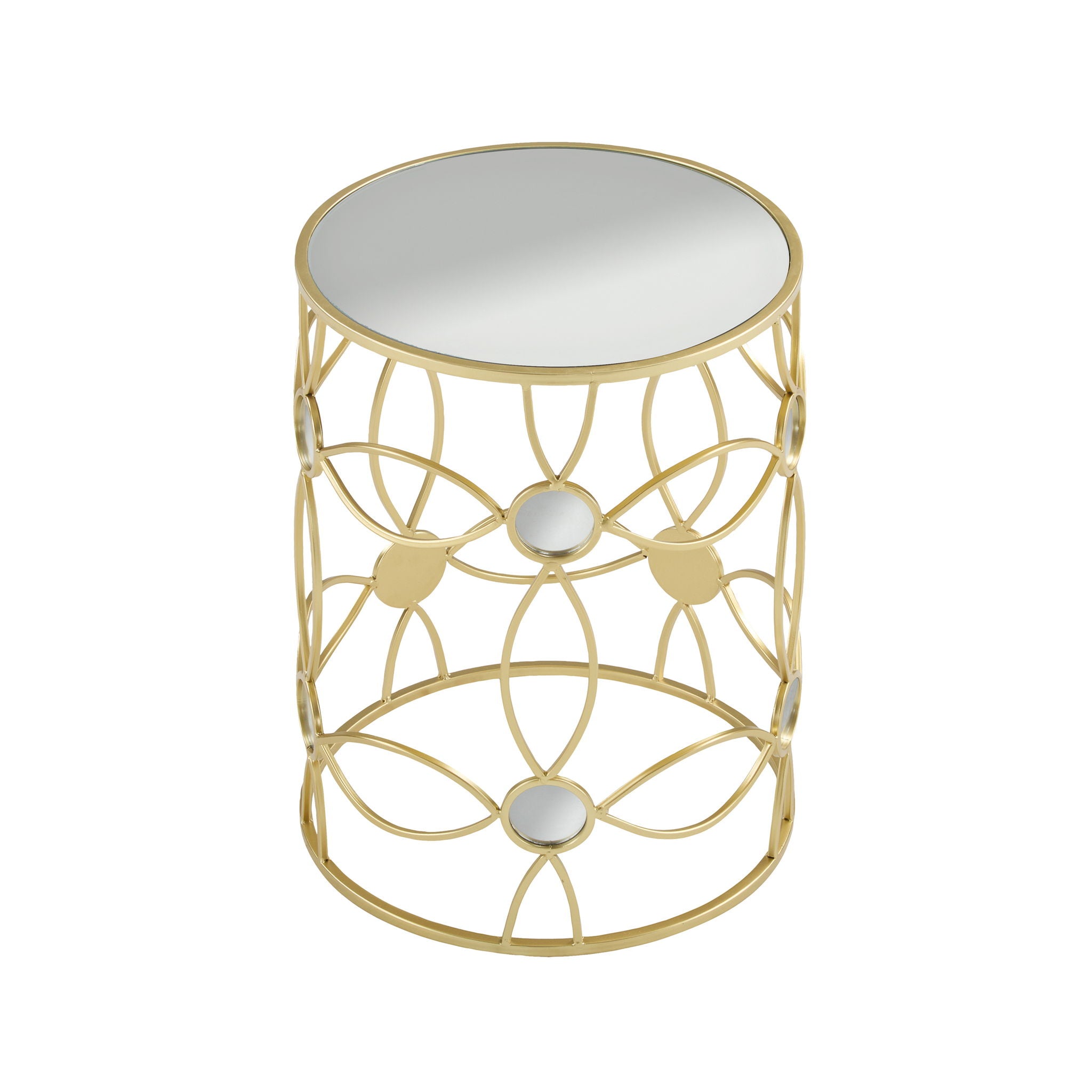 Modern Side Table With Mirror Top And Metal Frame - Gold / Clear - Best Buy Furniture