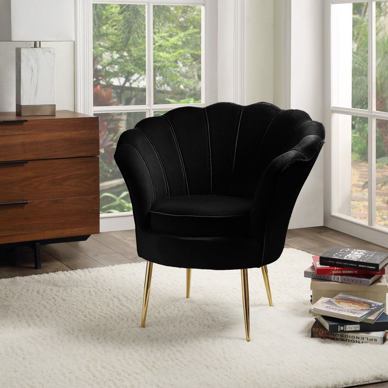 Angelina - Velvet Scalloped Back Barrel Accent Chair With Metal Legs - Best Buy Furniture