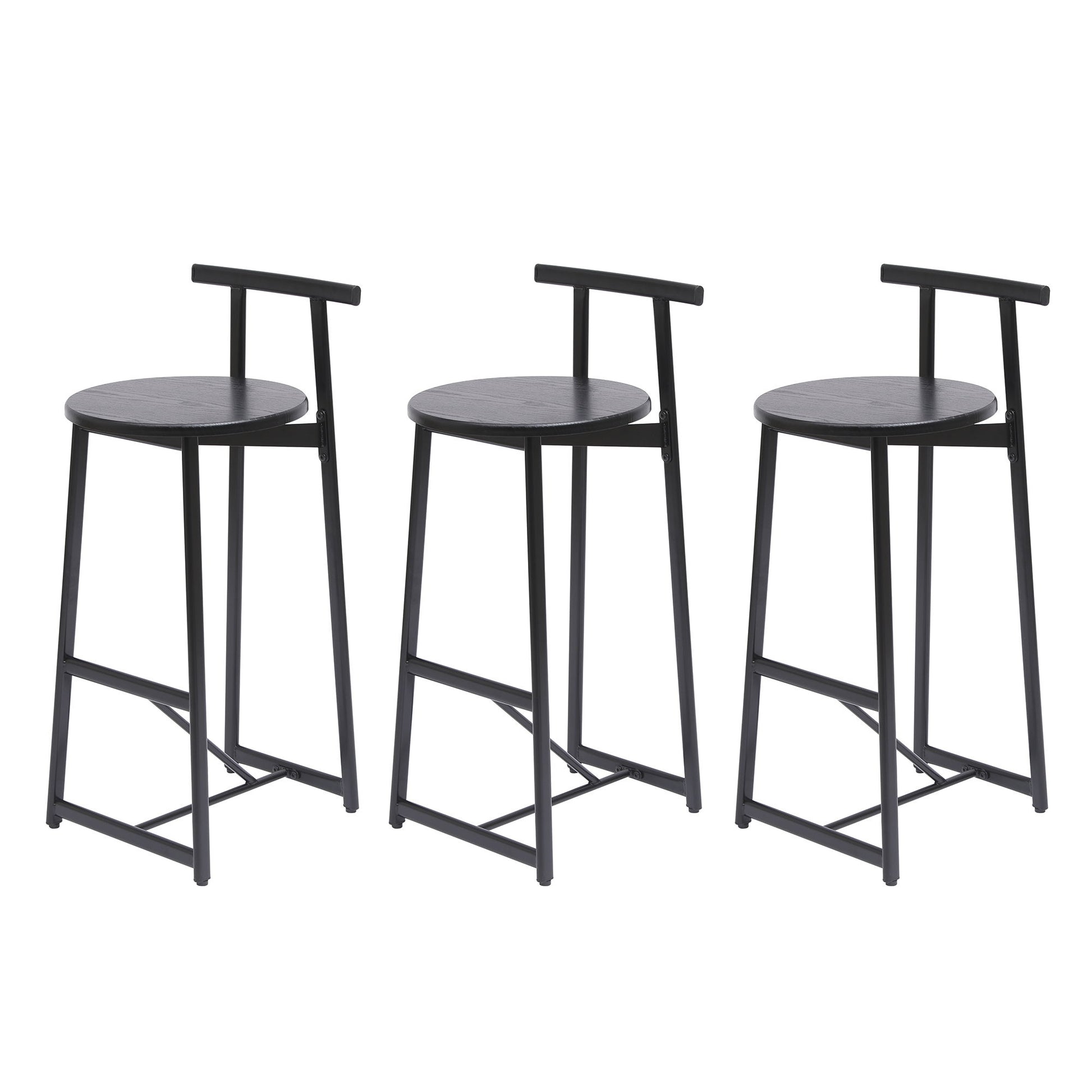 Modern Bar Stools With Backrest For Kitchen (Set of 3) - Best Buy Furniture