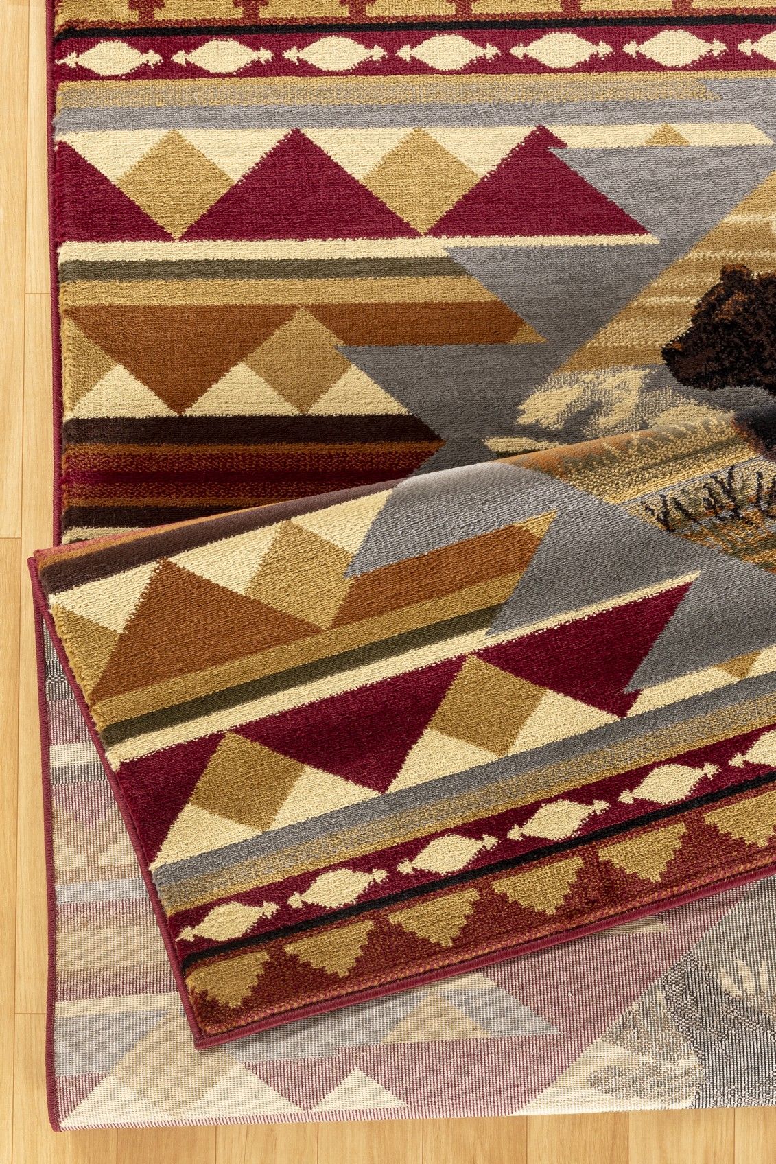 Nature's Nest - 5'3" X 7'3" Lodge Area Rug Polypropylene - Multi, Red - Best Buy Furniture