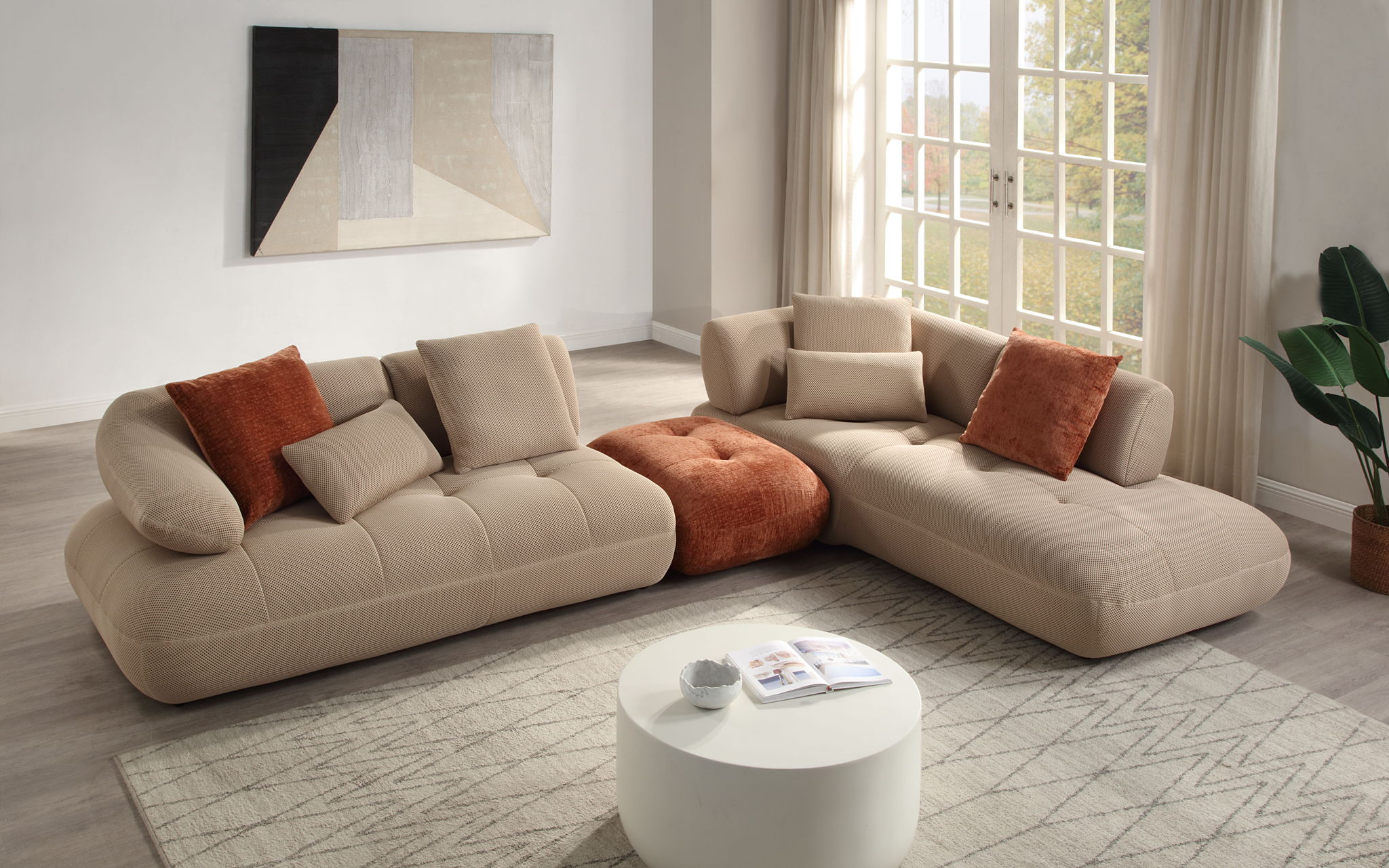 Carrick - Sandwich Mesh Ottoman - Rustic Brown - Best Buy Furniture