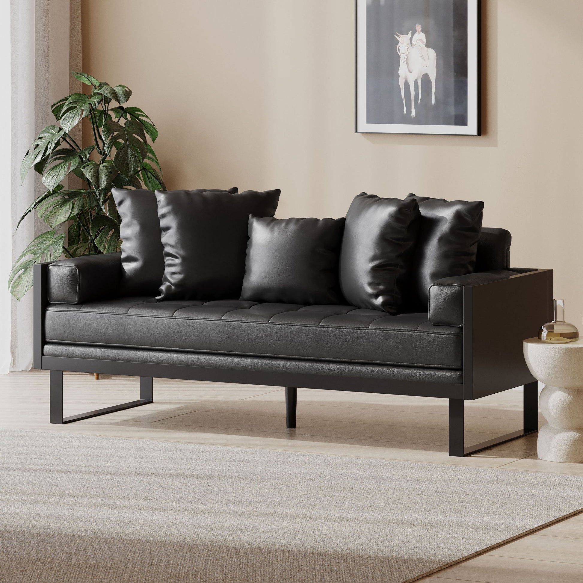 Contemporary Oversized Loveseat With Accent Pillow - Best Buy Furniture