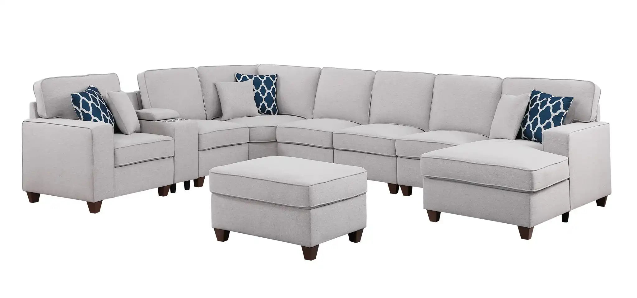 Eric - 9 Piece Upholstered Sectional With Ottoman - Best Buy Furniture