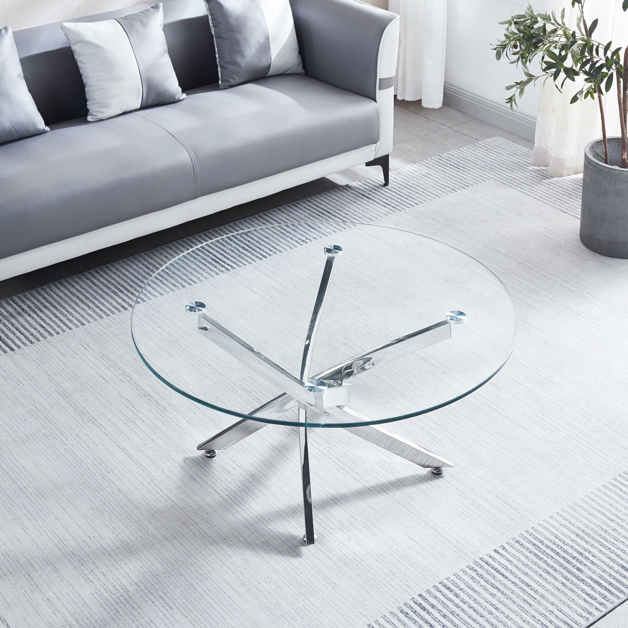 Modern Round Tempered Glass Table With Chrome Legs - Best Buy Furniture