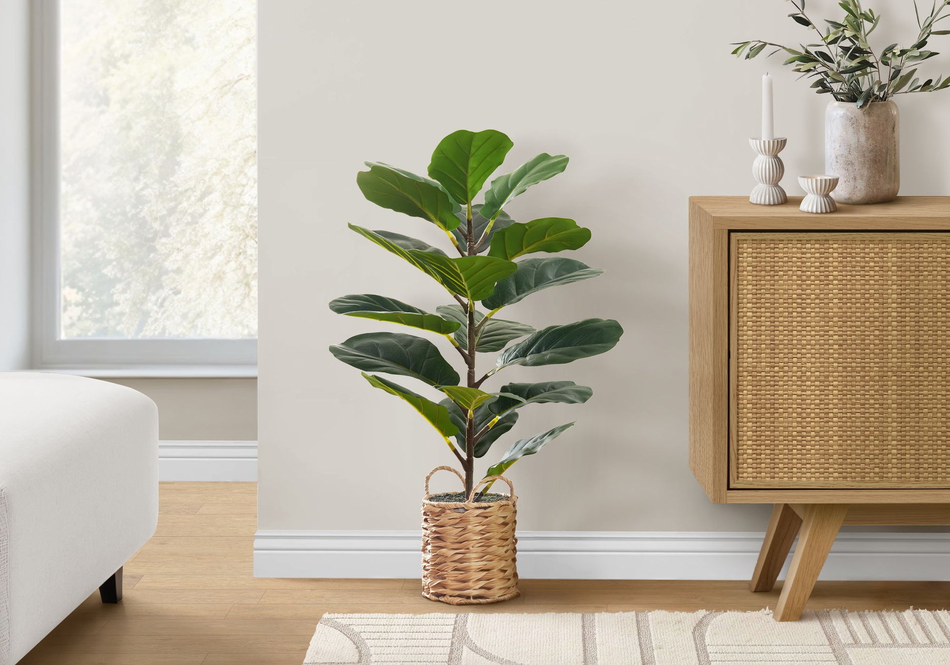 28" Tall, Artificial Plant, Fiddle Tree, Indoor, Faux, Fake, Floor, Greenery, Potted, Real Touch, Decorative - Green / Beige - Best Buy Furniture