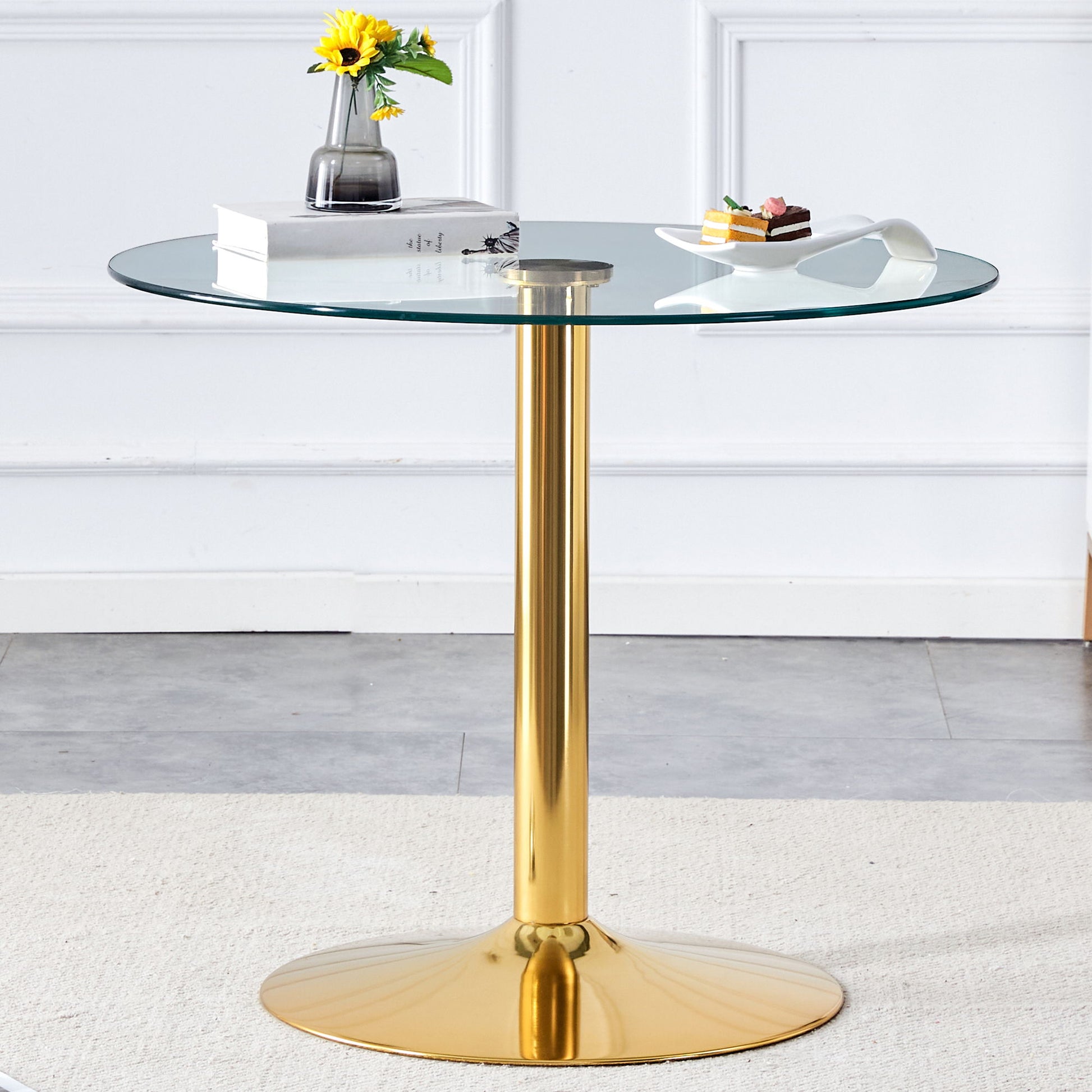 Modern Minimalist Round Dining Table With Glass Top - Best Buy Furniture