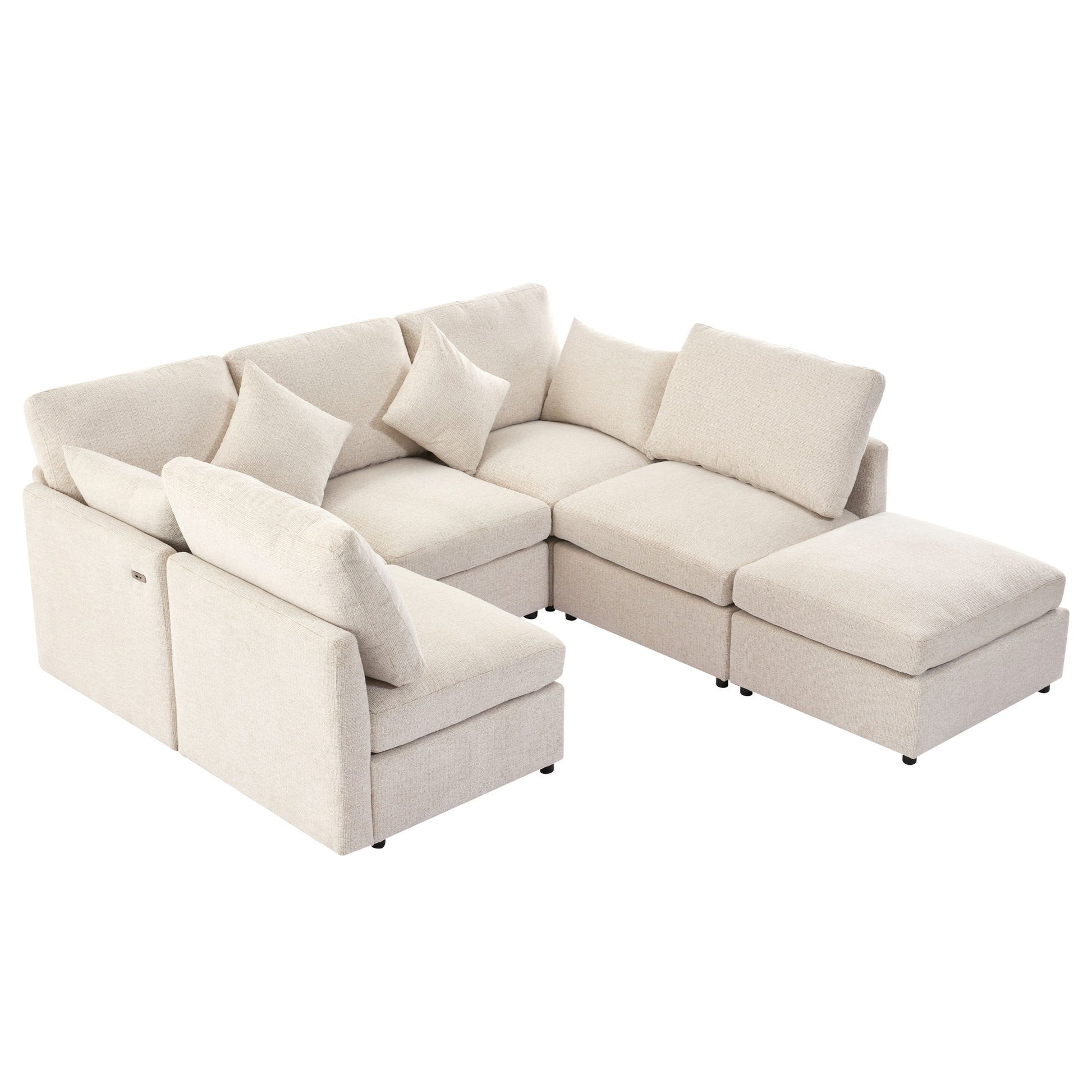 Sectional Sofa Modular U-Shaped With Ottoman & USB Ports - Best Buy Furniture