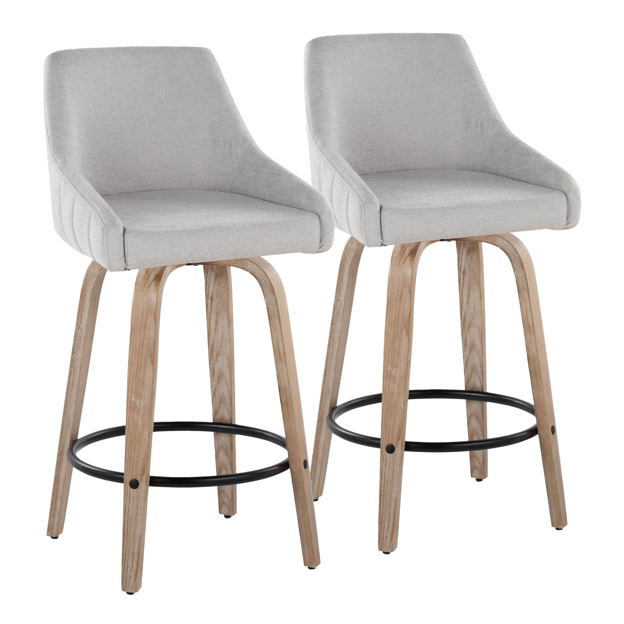 Hannah - Transitional Fixed Height Counter Stool With Swivel With Round Footrest (Set of 2) - Best Buy Furniture
