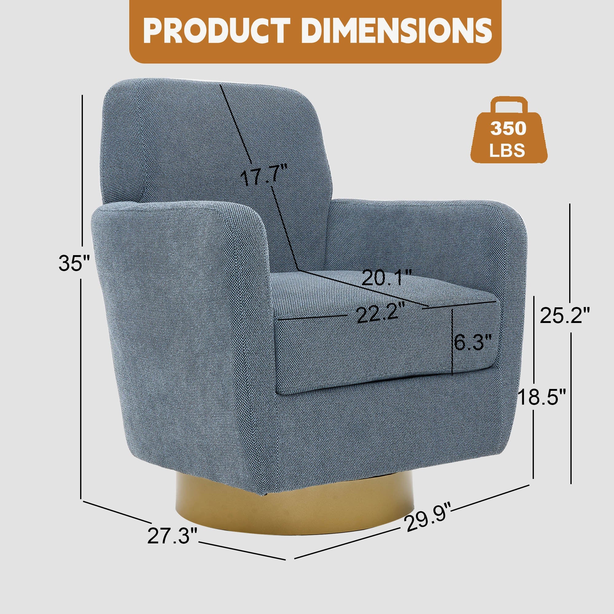 Modern Blue Swivel Barrel Chair – Cotton Linen Upholstery, 360° Rotation - Best Buy Furniture